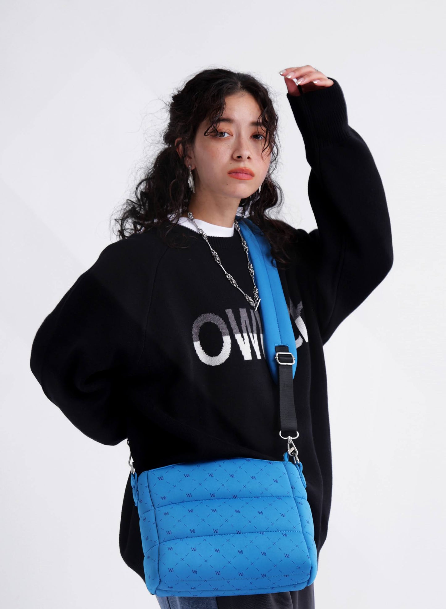 OWNth(オンス) ダブルジャガード”OWNth”ロゴニットプルオーバー きれいめ レディース ブラック 黒