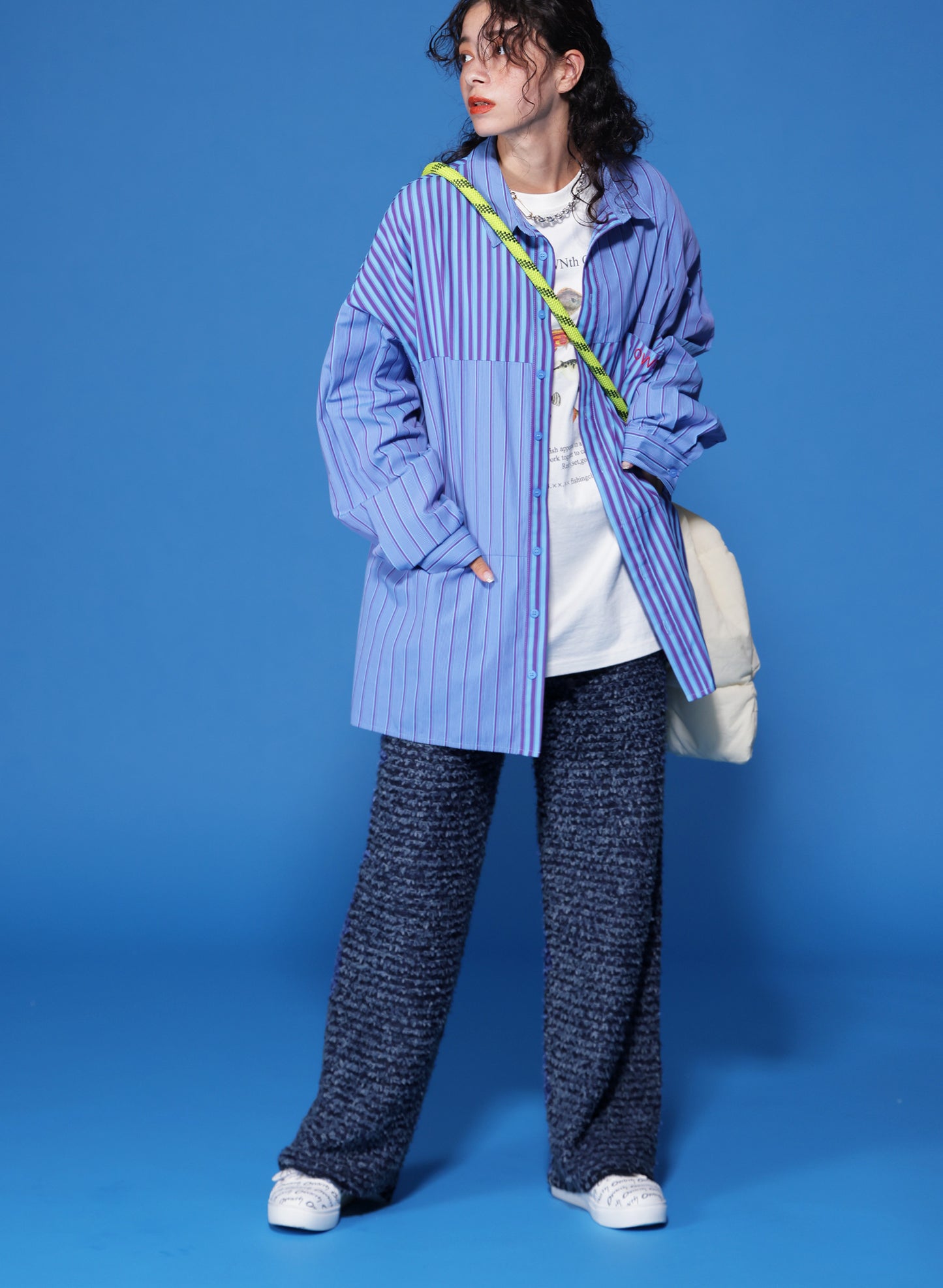 OWNth(オンス) テープヤーンニットパンツ きれいめ レディース ブルー 青