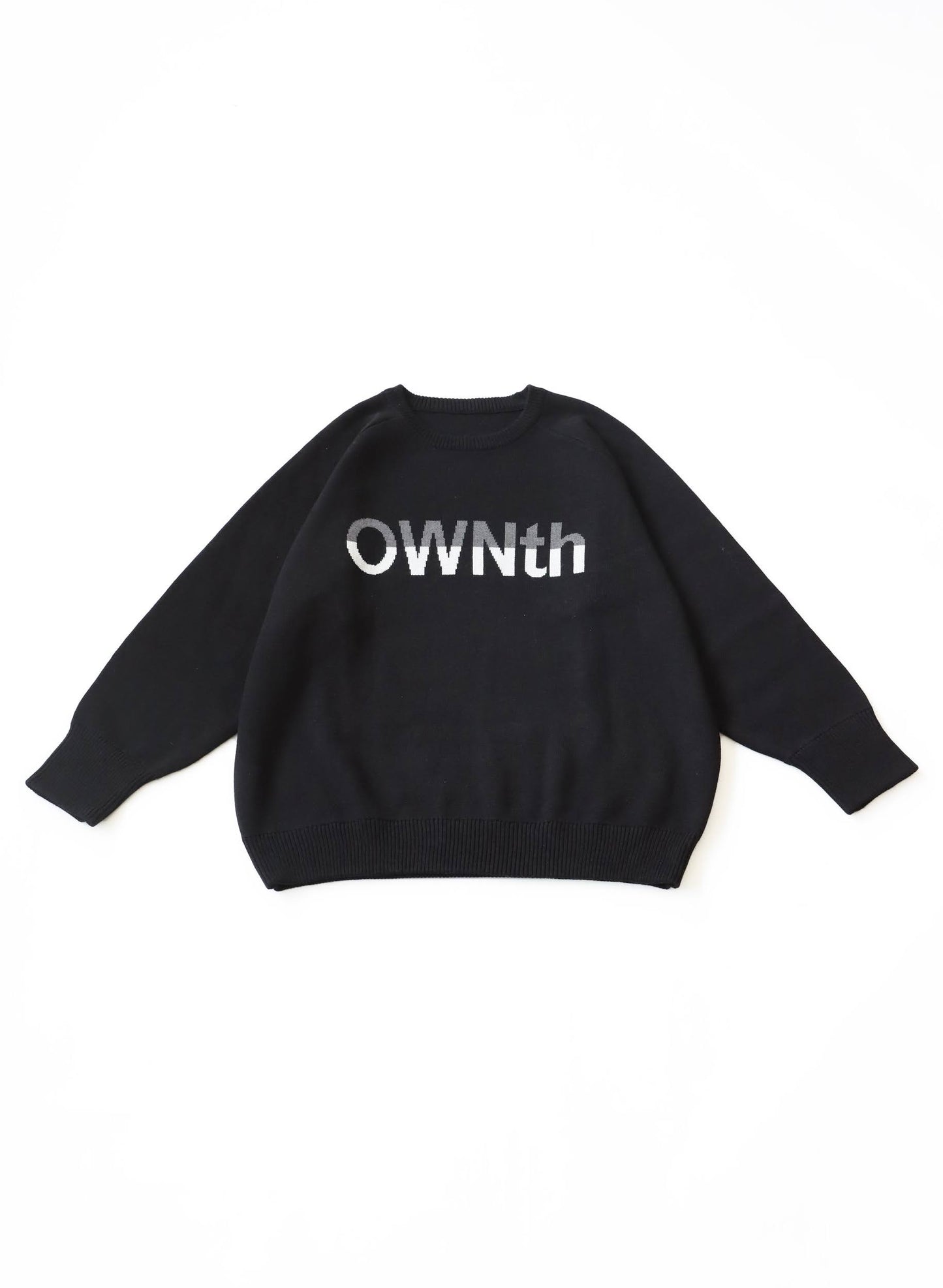 OWNth(オンス) ダブルジャガード”OWNth”ロゴニットプルオーバー きれいめ レディース ブラック 黒