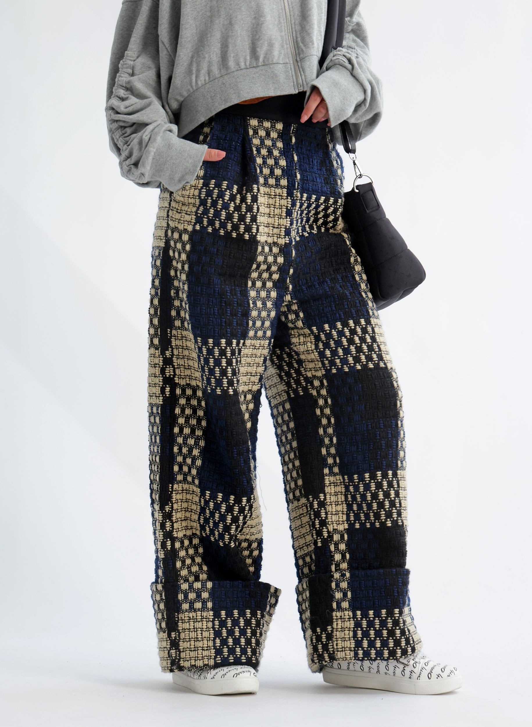 OWNth(オンス) ツイードワイドパンツ きれいめ レディース ブラック 黒