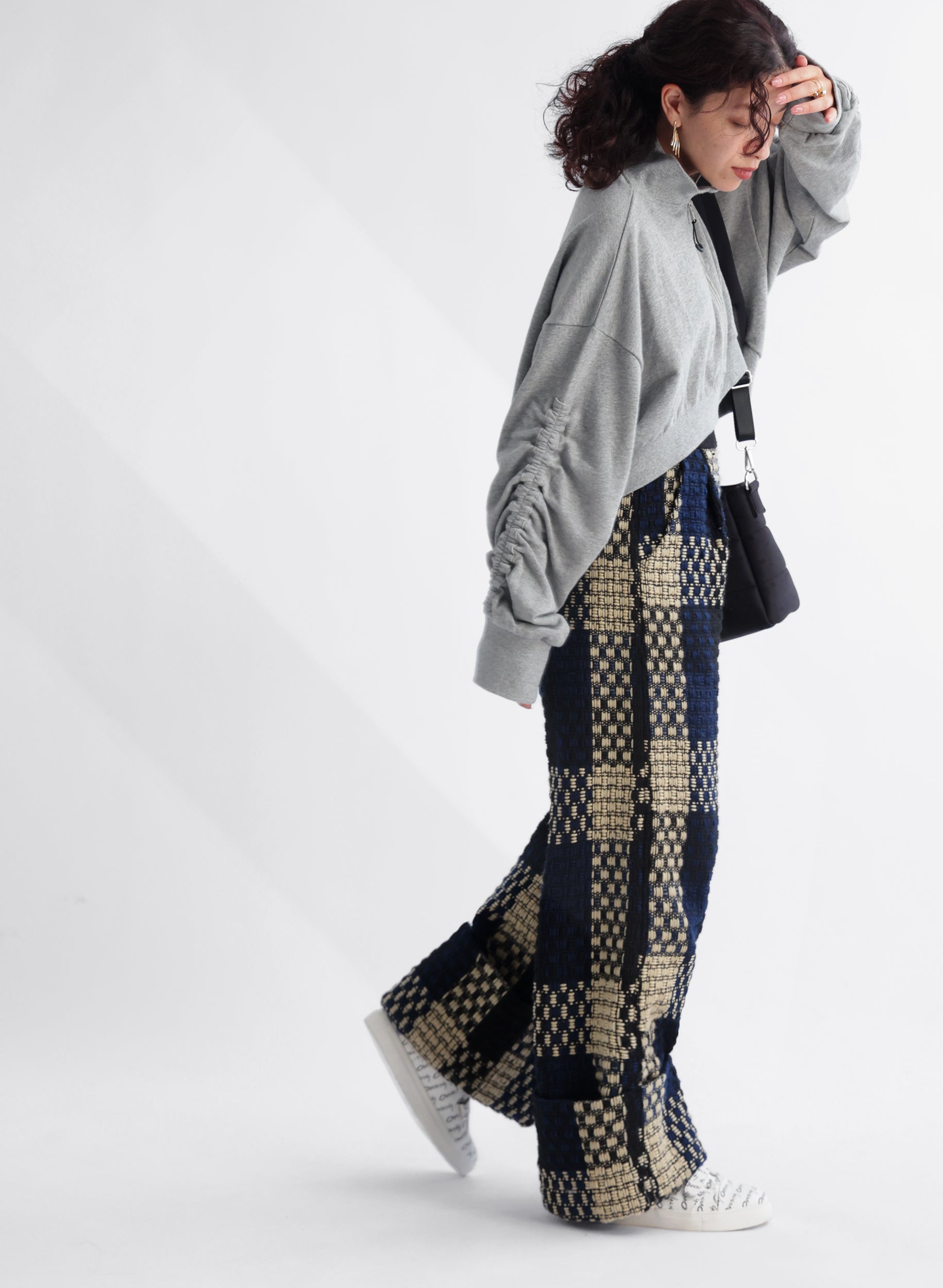 OWNth(オンス) ツイードワイドパンツ きれいめ レディース ブラック 黒