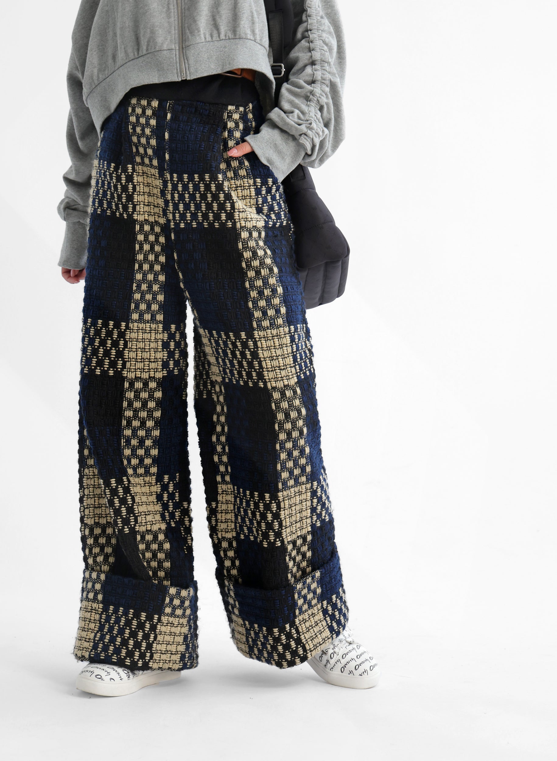 OWNth(オンス) ツイードワイドパンツ きれいめ レディース ブラック 黒