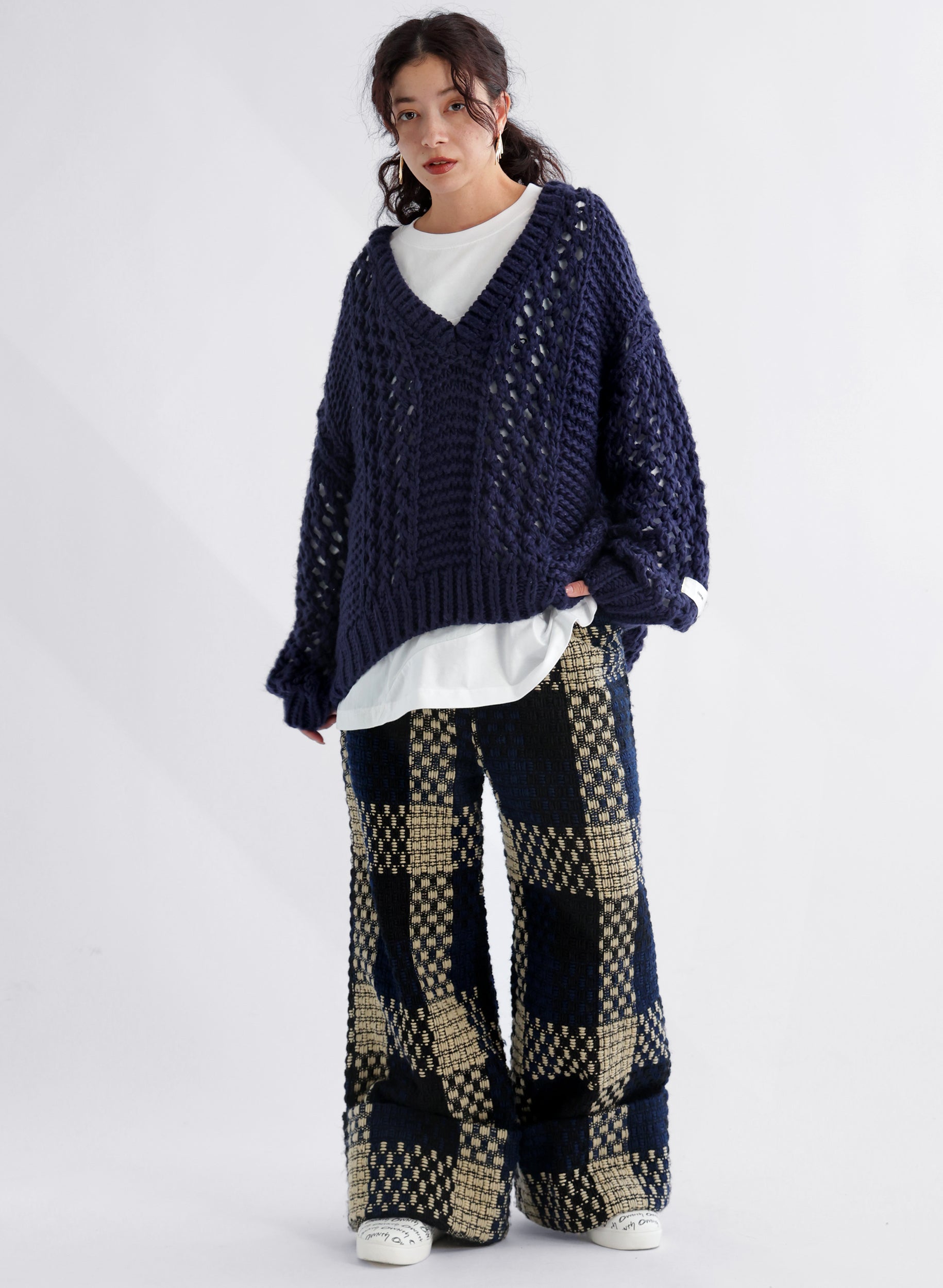 OWNth(オンス) ツイードワイドパンツ きれいめ レディース ブラック 黒