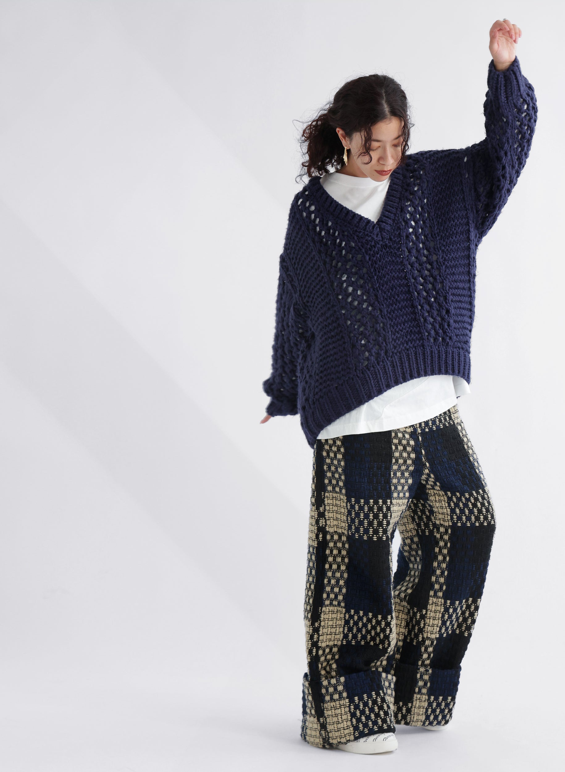 OWNth(オンス) ツイードワイドパンツ きれいめ レディース ブラック 黒