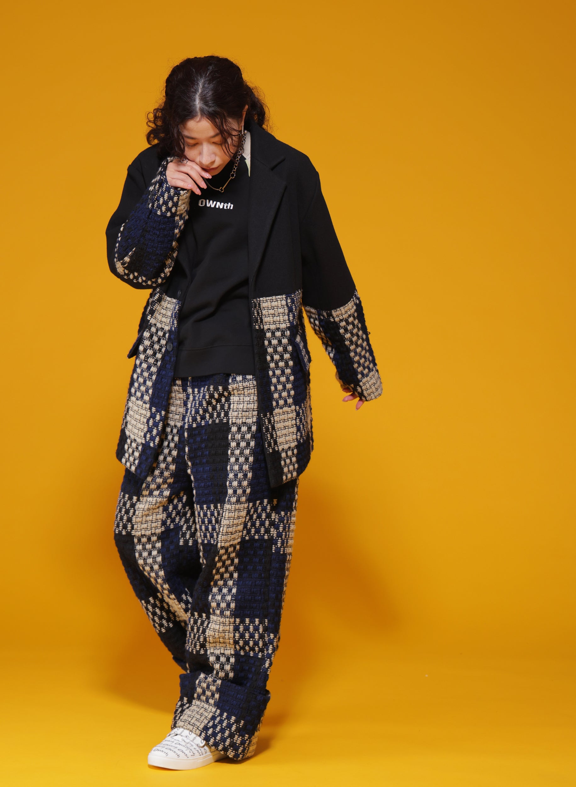 OWNth(オンス) ツイードワイドパンツ きれいめ レディース ブラック 黒