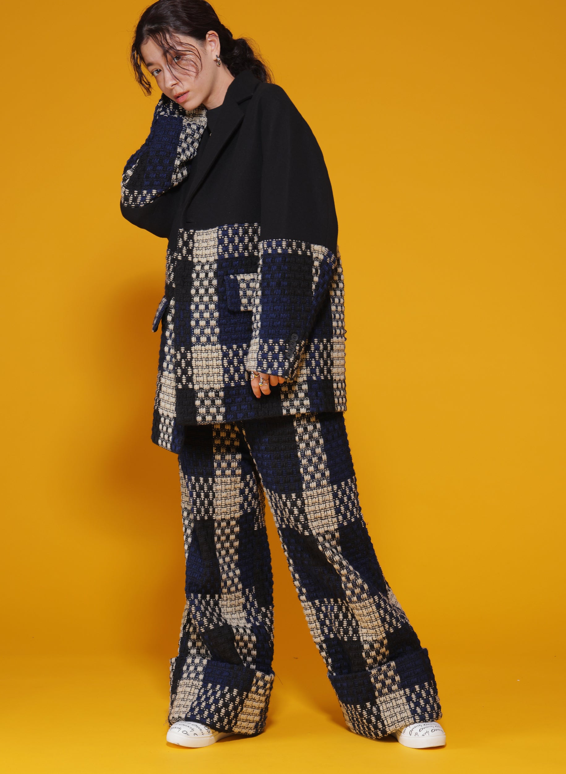 OWNth(オンス) ツイードワイドパンツ きれいめ レディース ブラック 黒