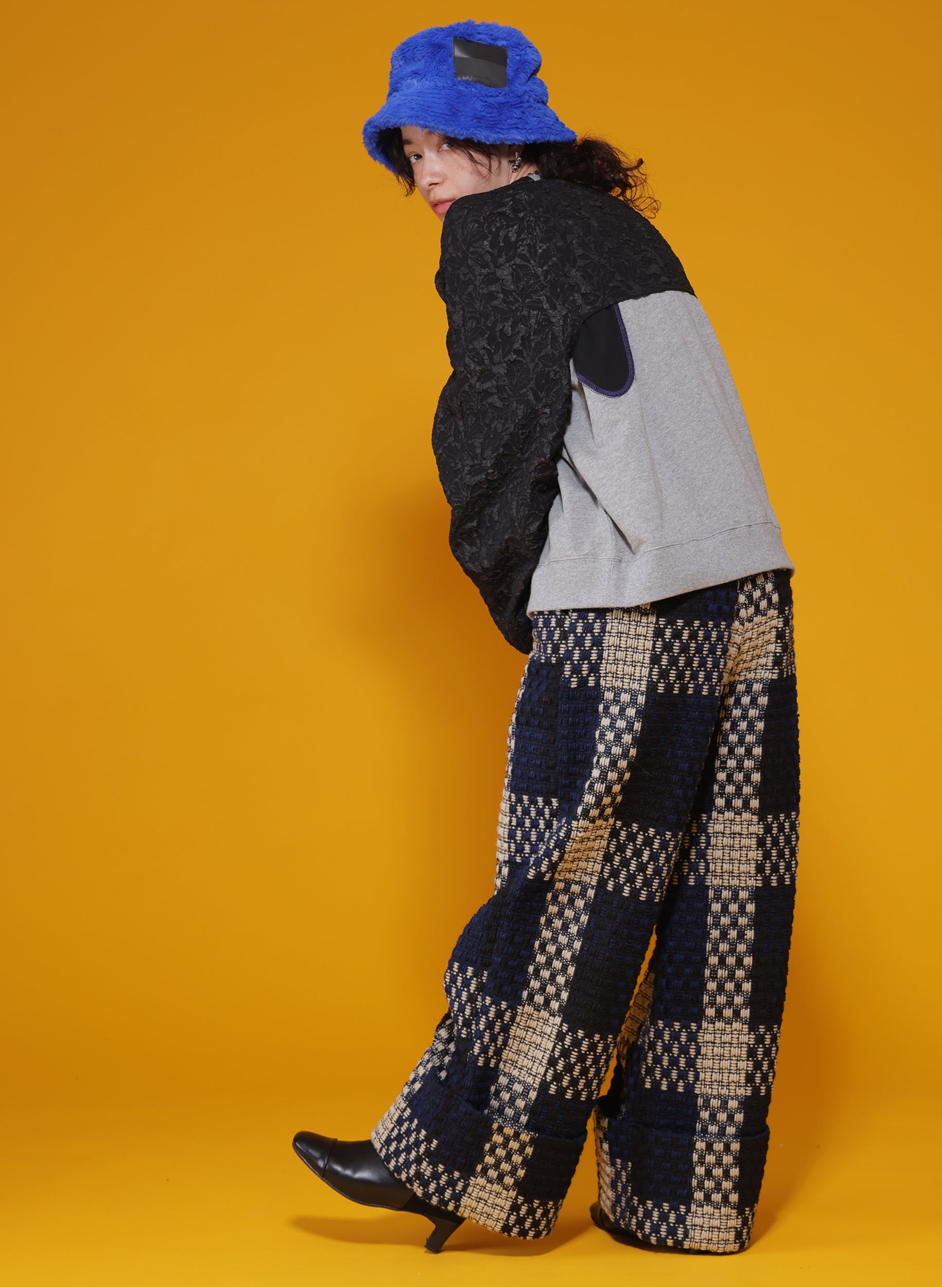 OWNth(オンス) ツイードワイドパンツ きれいめ レディース ブラック 黒