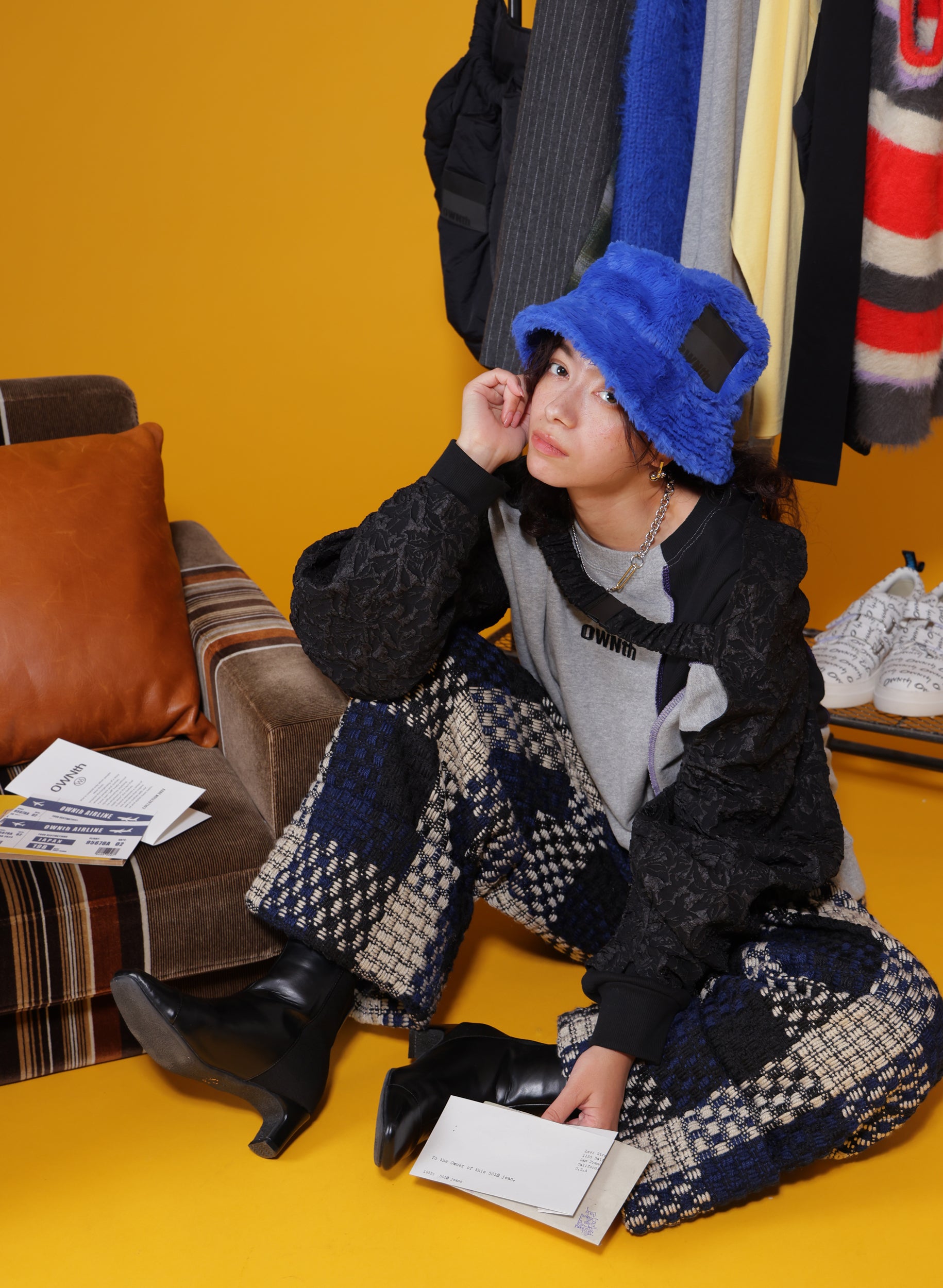 OWNth(オンス) ツイードワイドパンツ きれいめ レディース ブラック 黒