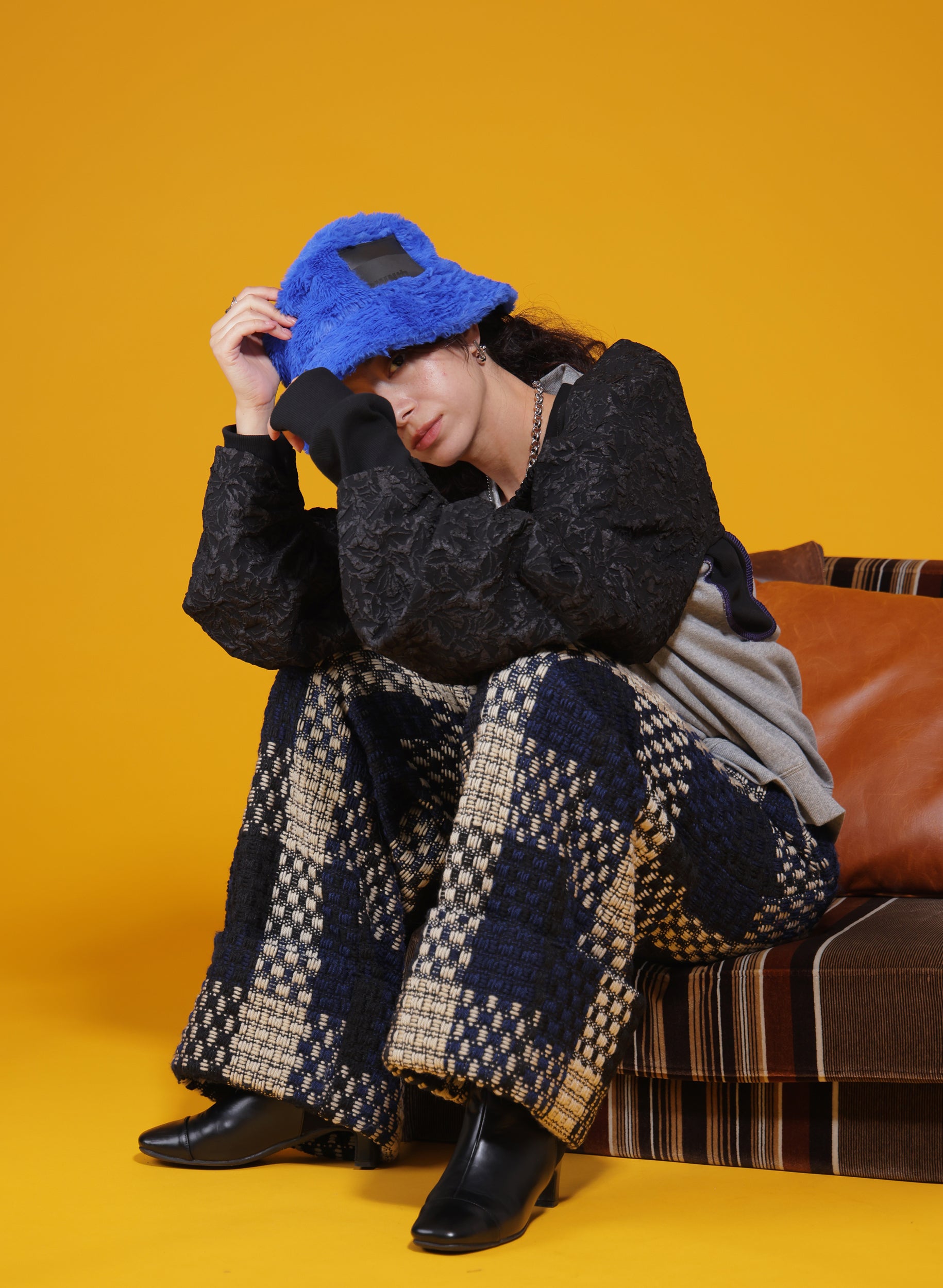 OWNth(オンス) ツイードワイドパンツ きれいめ レディース ブラック 黒