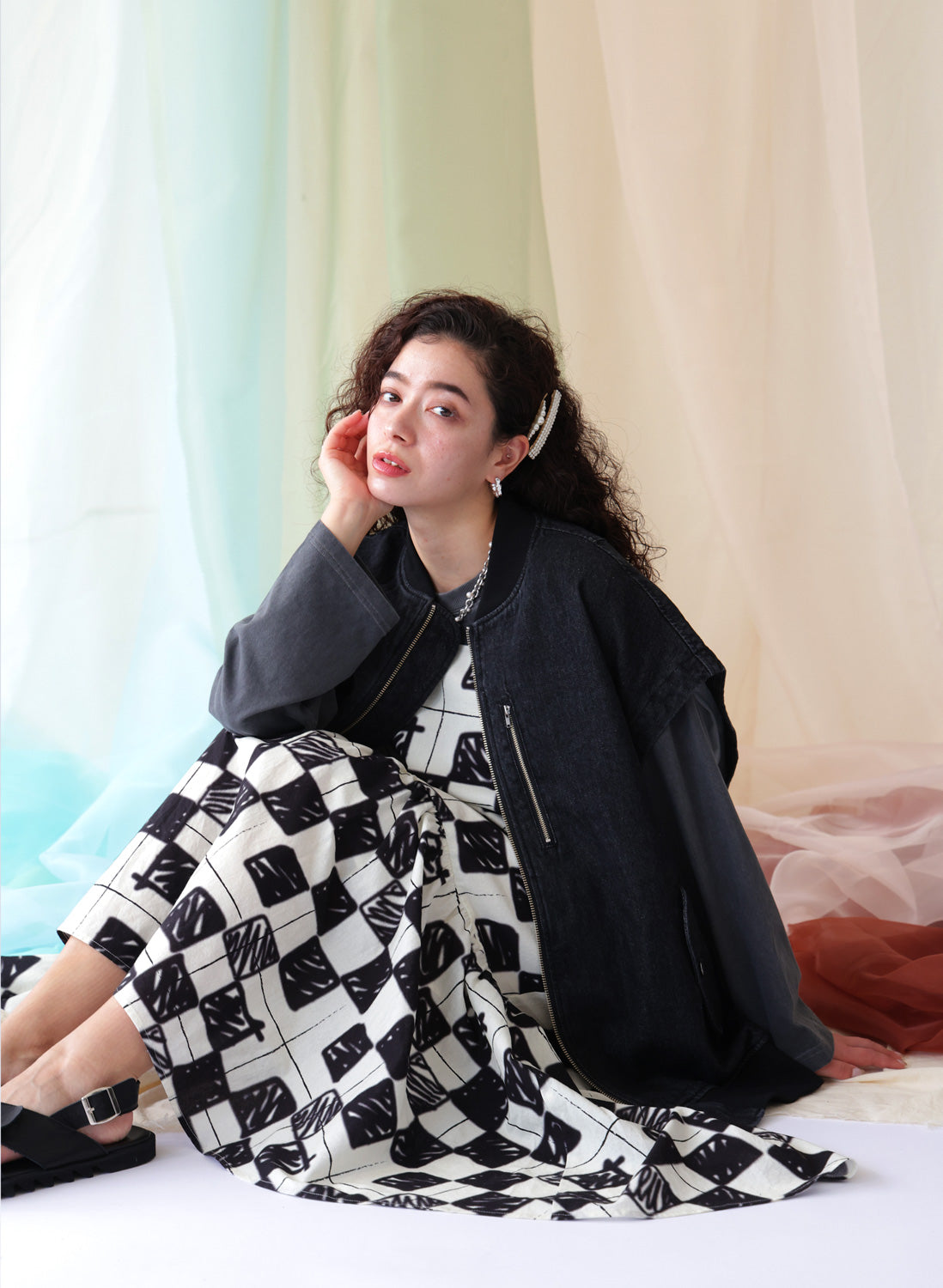 OWNth(オンス) デニムベスト きれいめ ユニセックス ブラック 黒