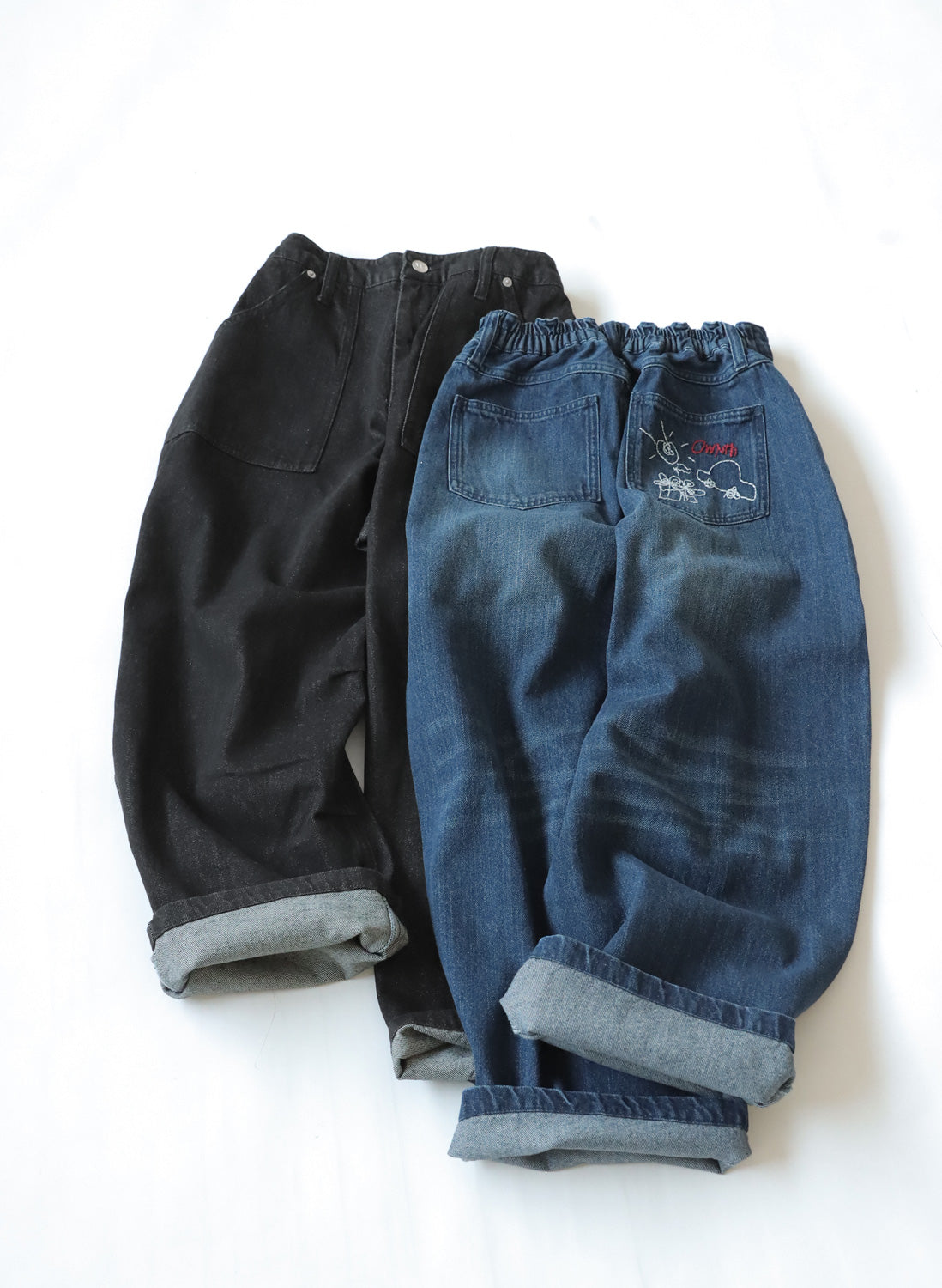 OWNth(オンス) バック刺繍デニムバルーンパンツ きれいめ ユニセックス