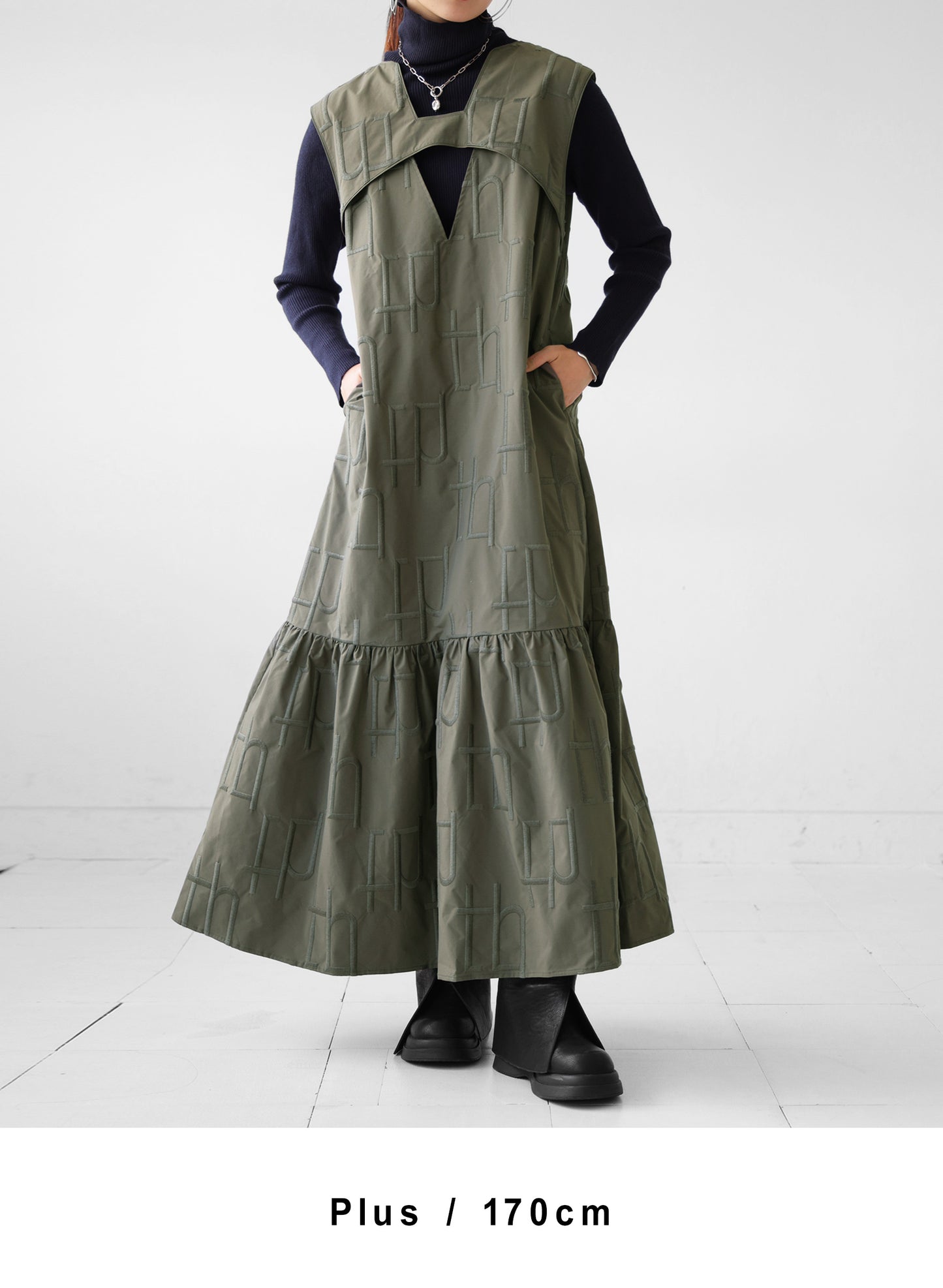 OWNth(オンス) モノグラムレイヤードデザインワンピース きれいめ レディース カーキ