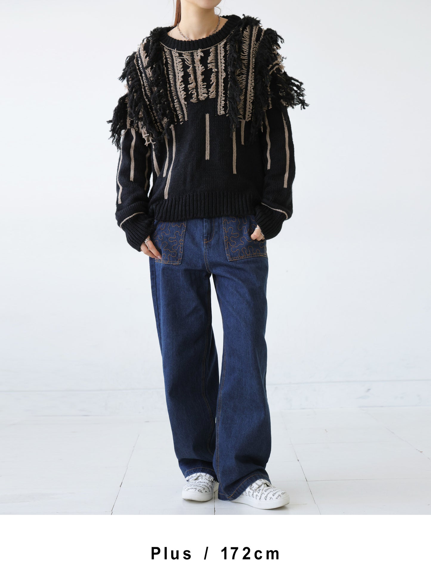 OWNth(オンス) フリンジニットトップス きれいめ レディース ブラック 黒