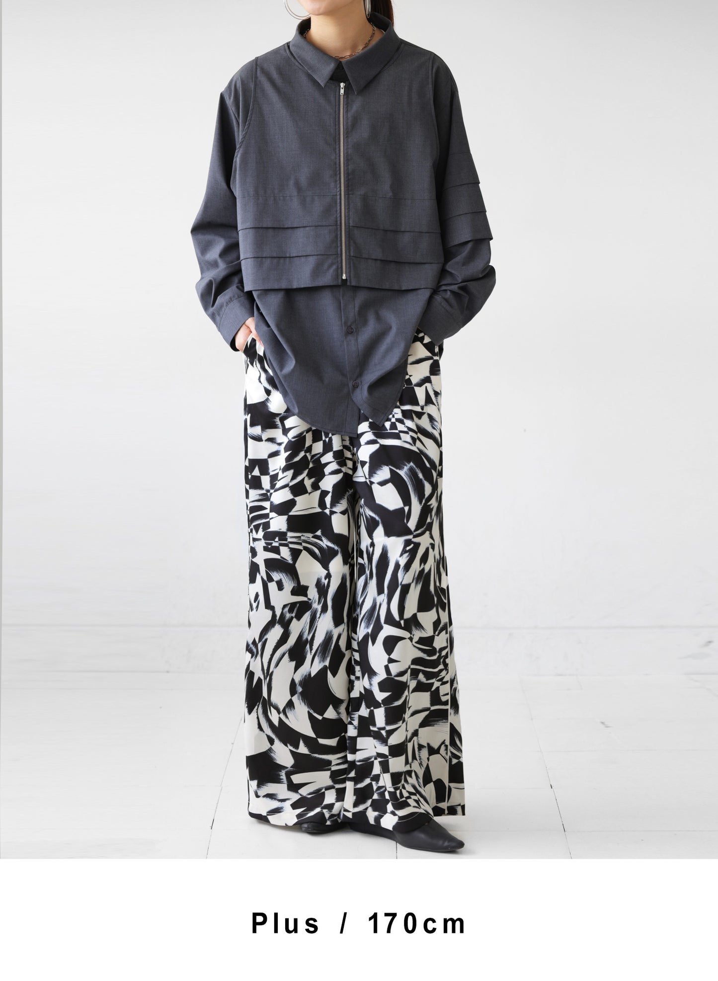 OWNth(オンス) 水彩柄パンツ きれいめ レディース ブラック