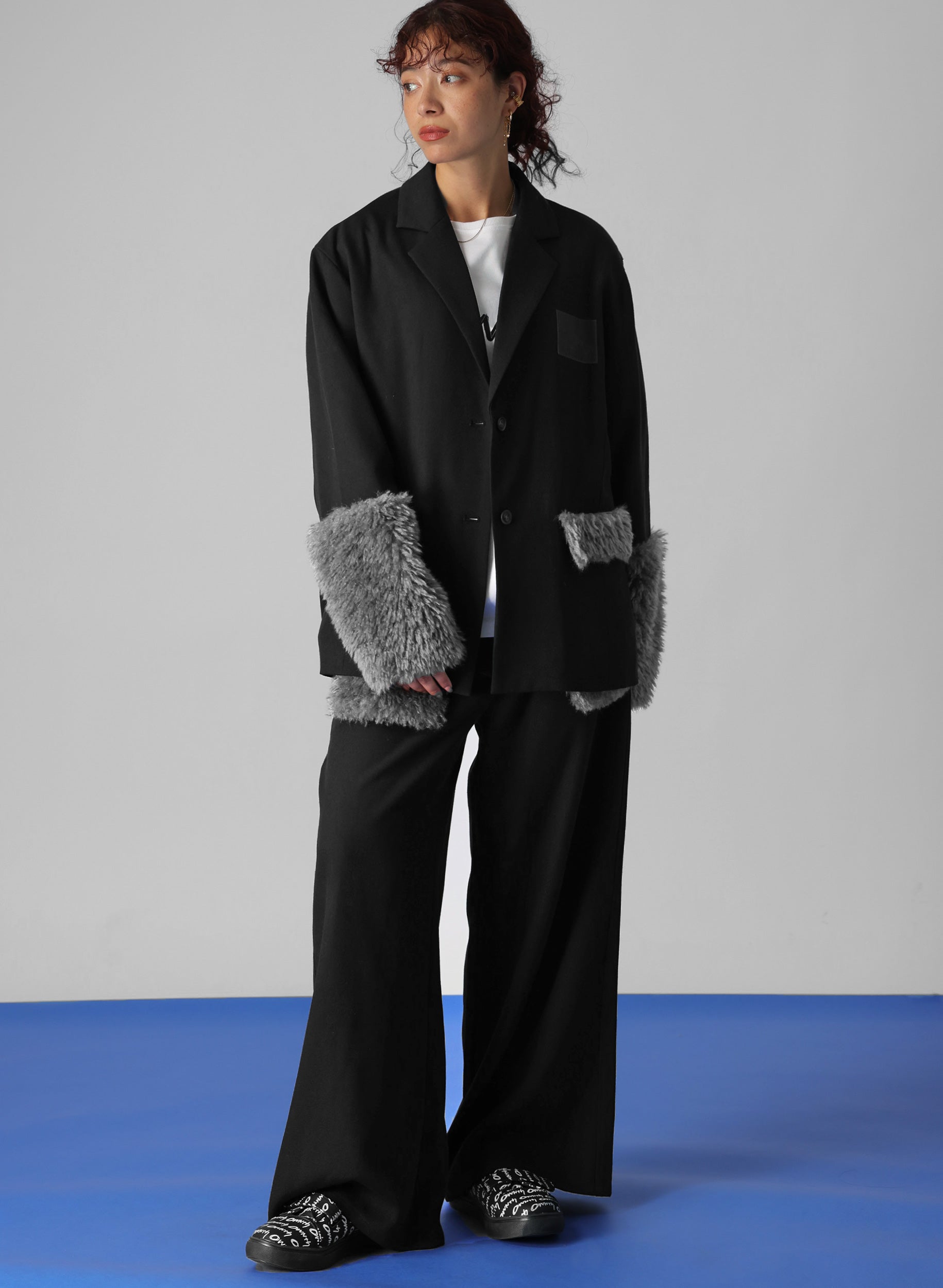 OWNth(オンス) ファードッキングテーラードジャケット きれいめ レディース ブラック 黒