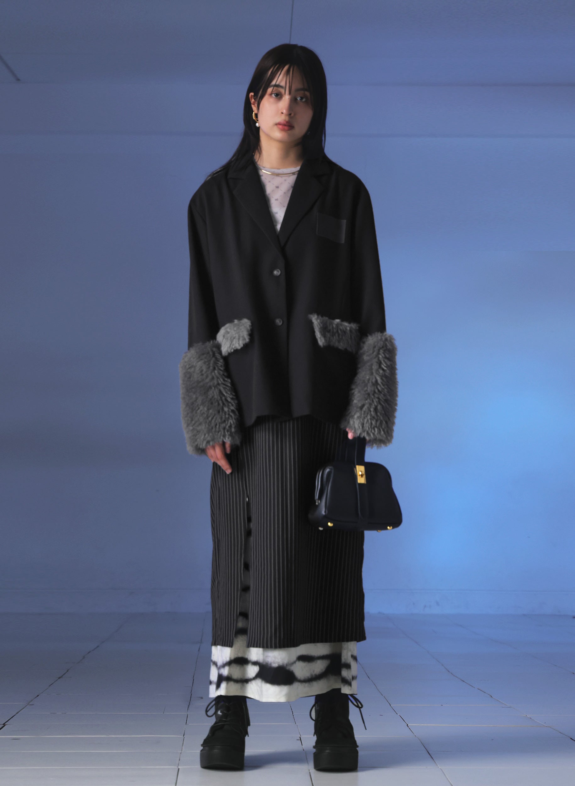 OWNth(オンス) ファードッキングテーラードジャケット きれいめ レディース ブラック 黒