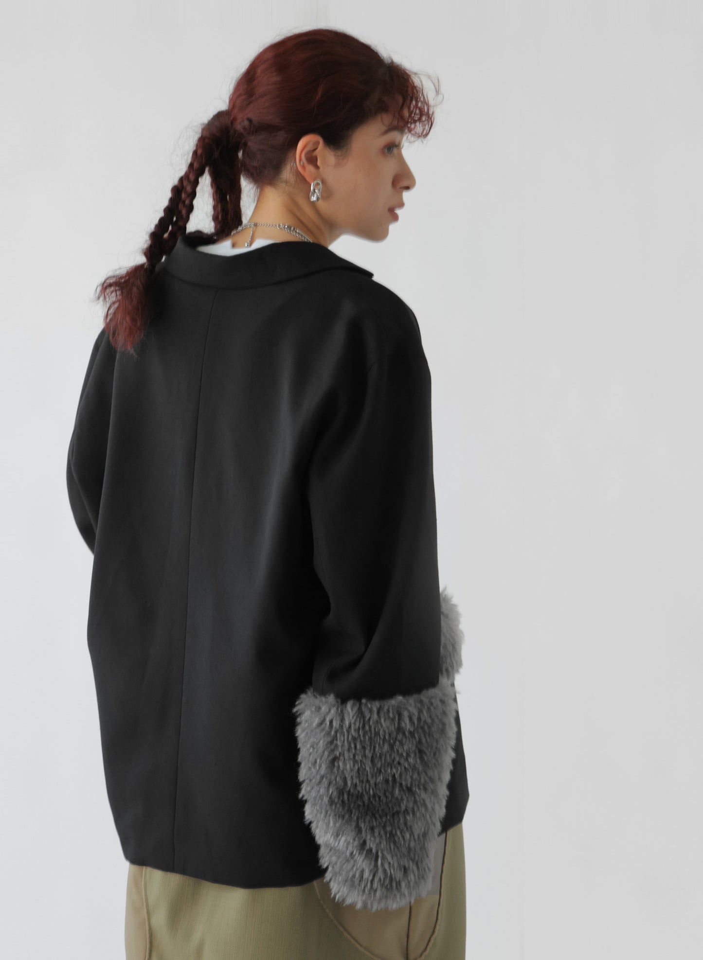 OWNth(オンス) ファードッキングテーラードジャケット きれいめ レディース ブラック 黒