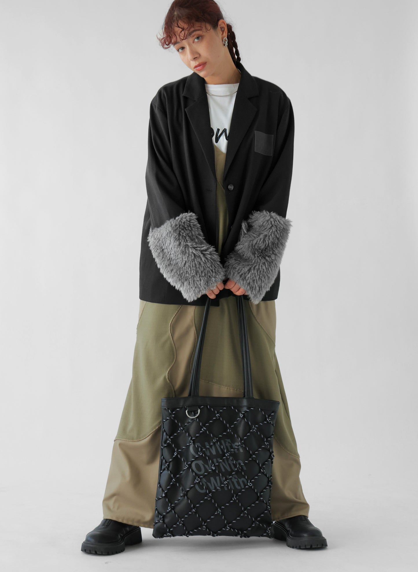 OWNth(オンス) ファードッキングテーラードジャケット きれいめ レディース ブラック 黒