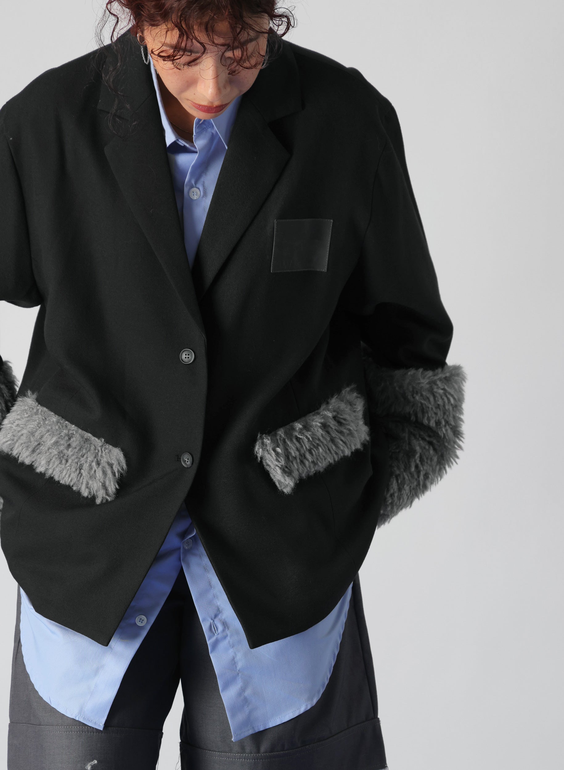 OWNth(オンス) ファードッキングテーラードジャケット きれいめ レディース ブラック 黒