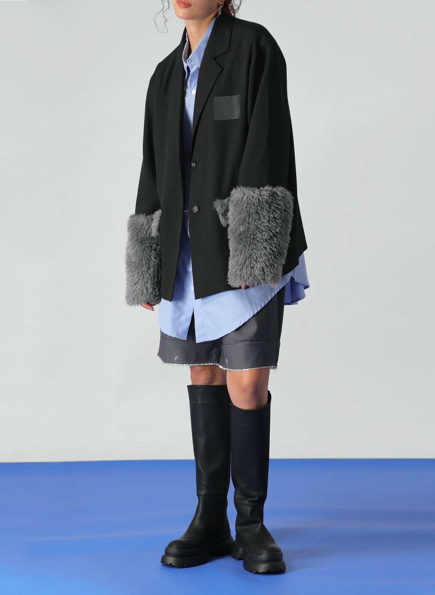 OWNth(オンス) ファードッキングテーラードジャケット きれいめ レディース ブラック 黒