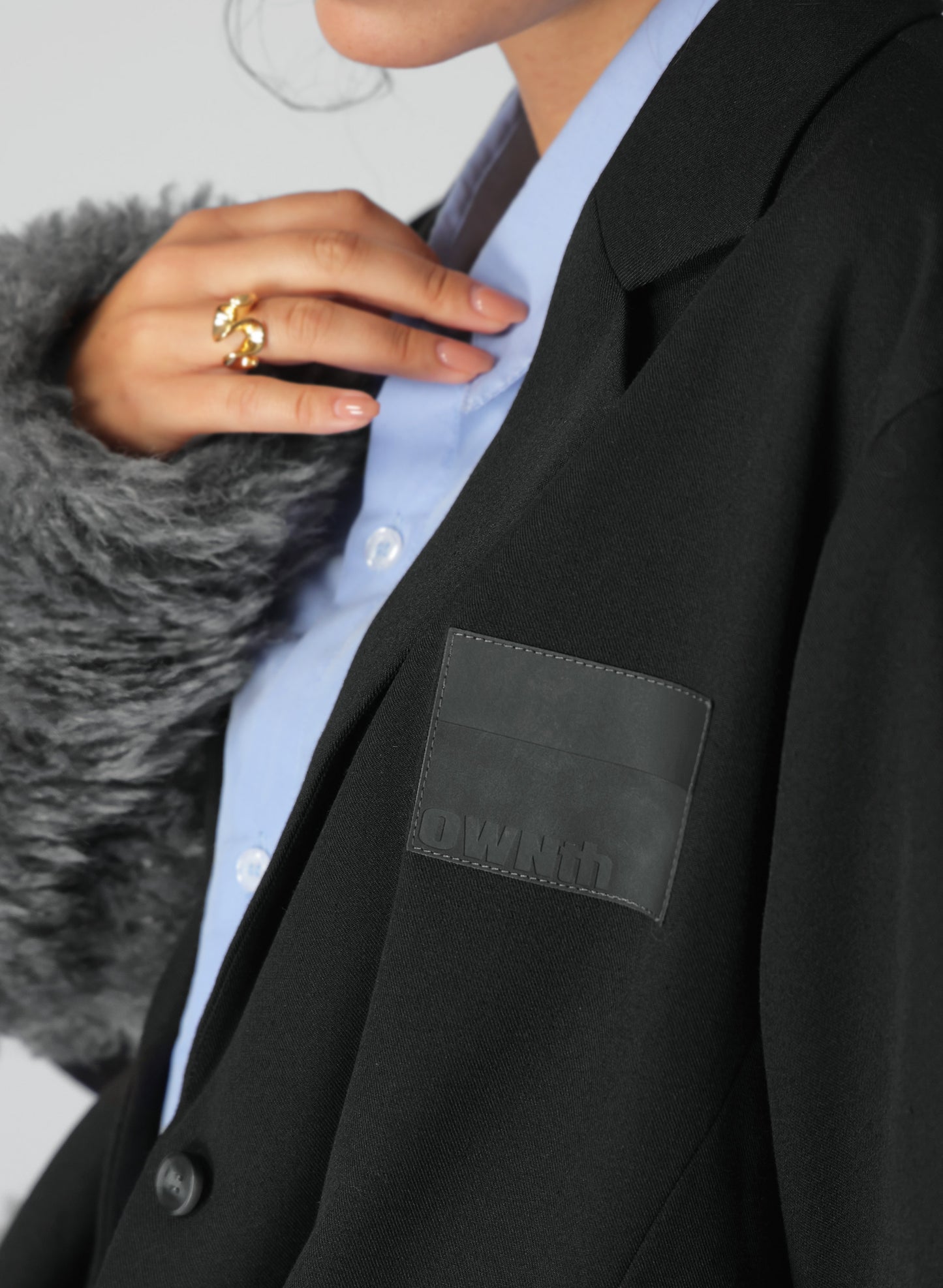 OWNth(オンス) ファードッキングテーラードジャケット きれいめ レディース ブラック 黒