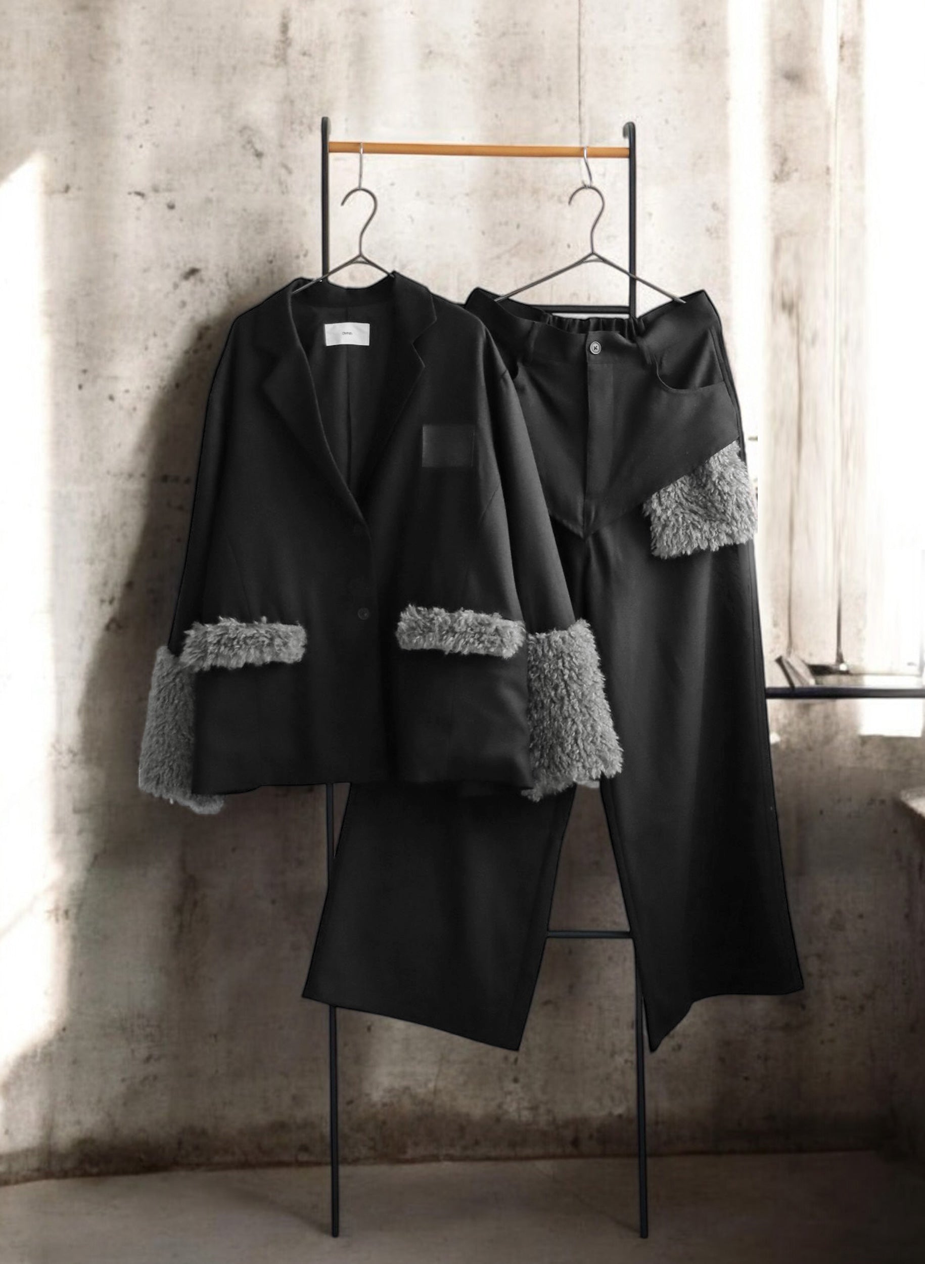 OWNth(オンス) ファードッキングテーラードジャケット きれいめ レディース ブラック 黒