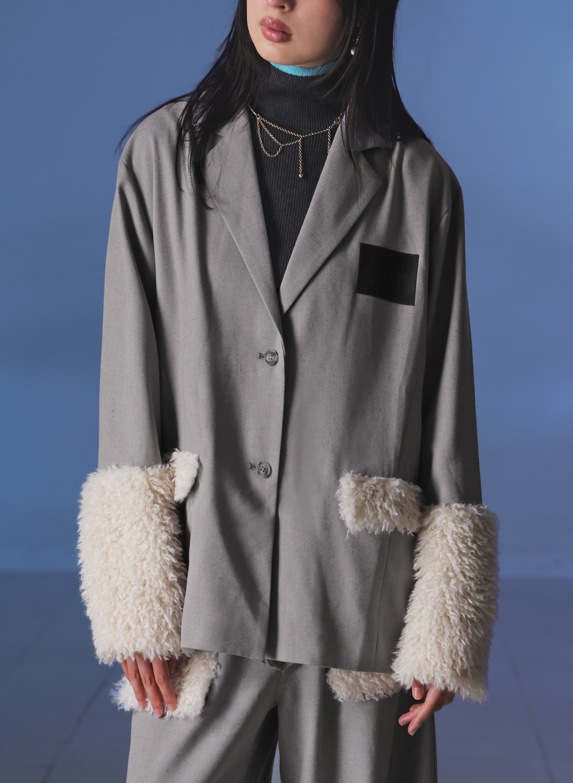 OWNth(オンス) ファードッキングテーラードジャケット きれいめ レディース グレー