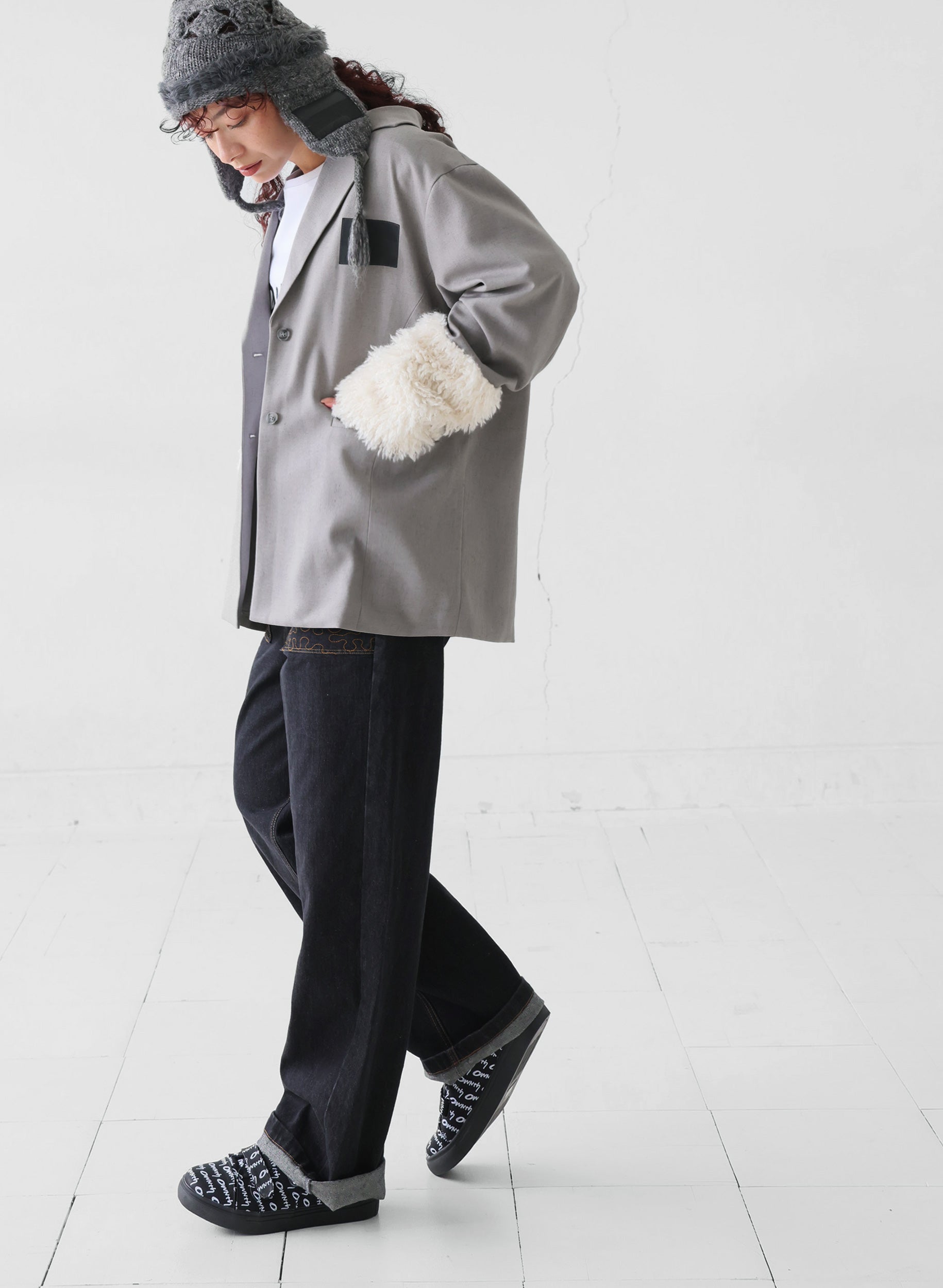 OWNth(オンス) ファードッキングテーラードジャケット きれいめ レディース グレー