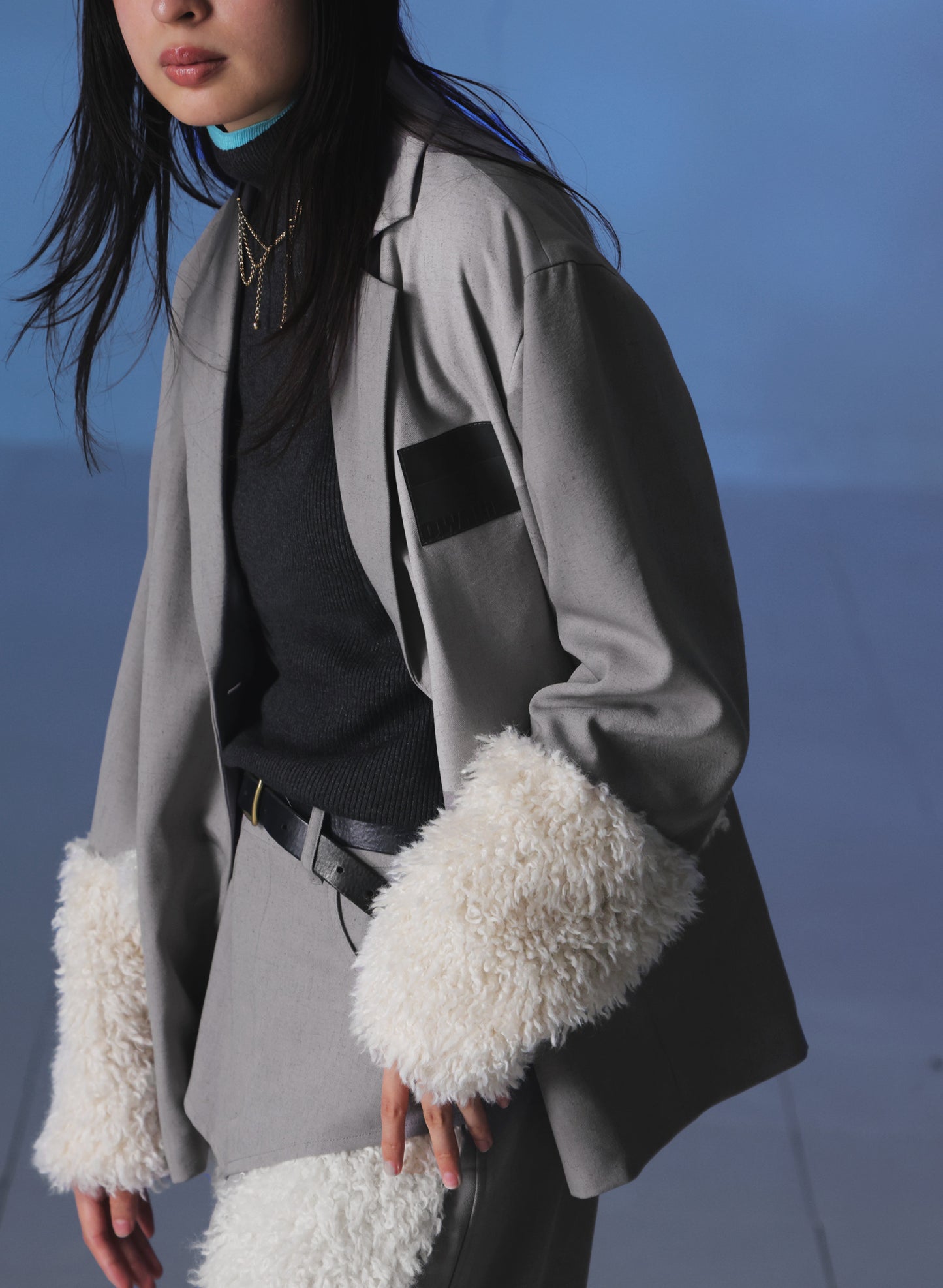 OWNth(オンス) ファードッキングテーラードジャケット きれいめ レディース グレー