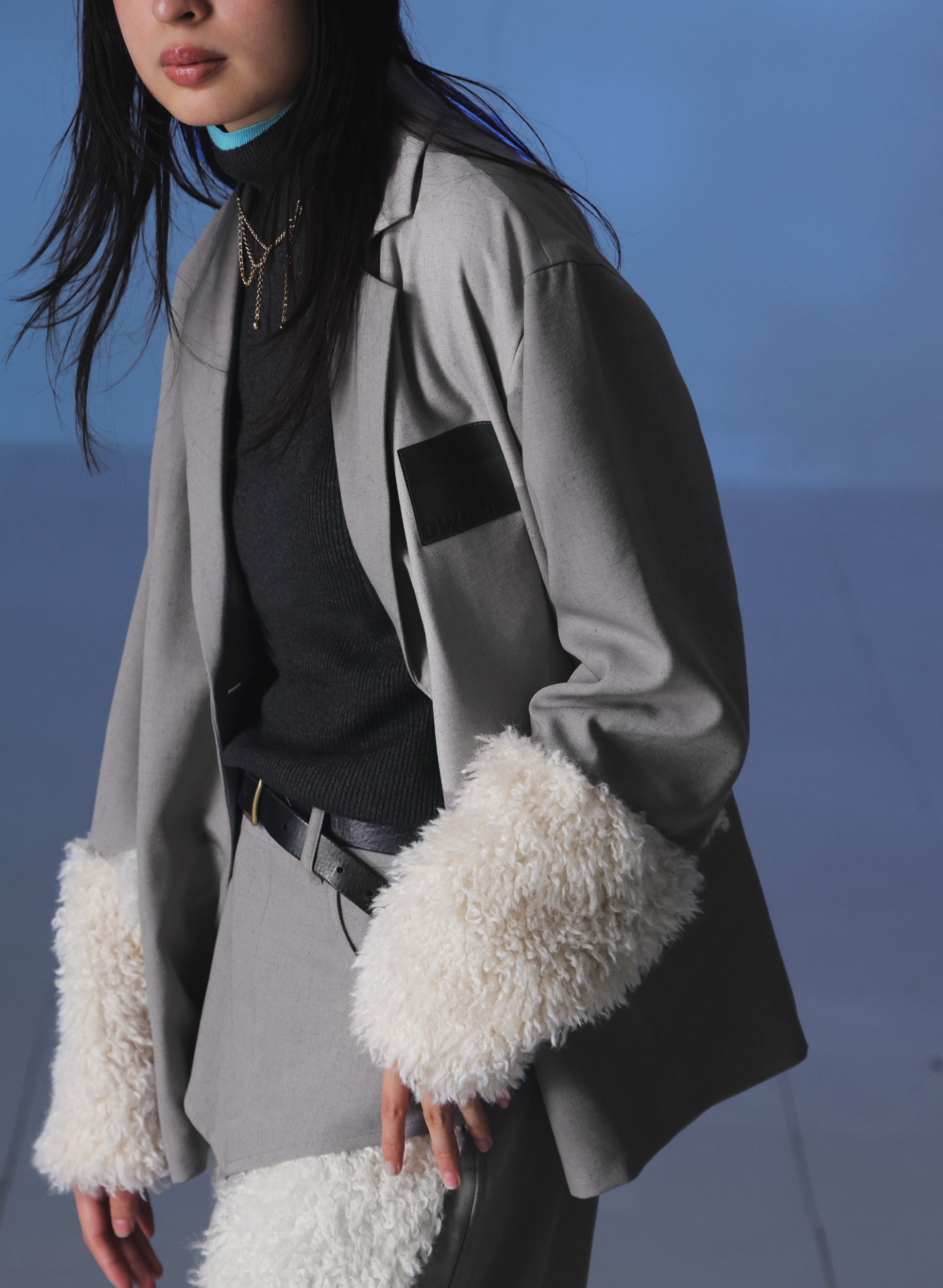 OWNth(オンス) ファードッキングテーラードジャケット きれいめ レディース グレー