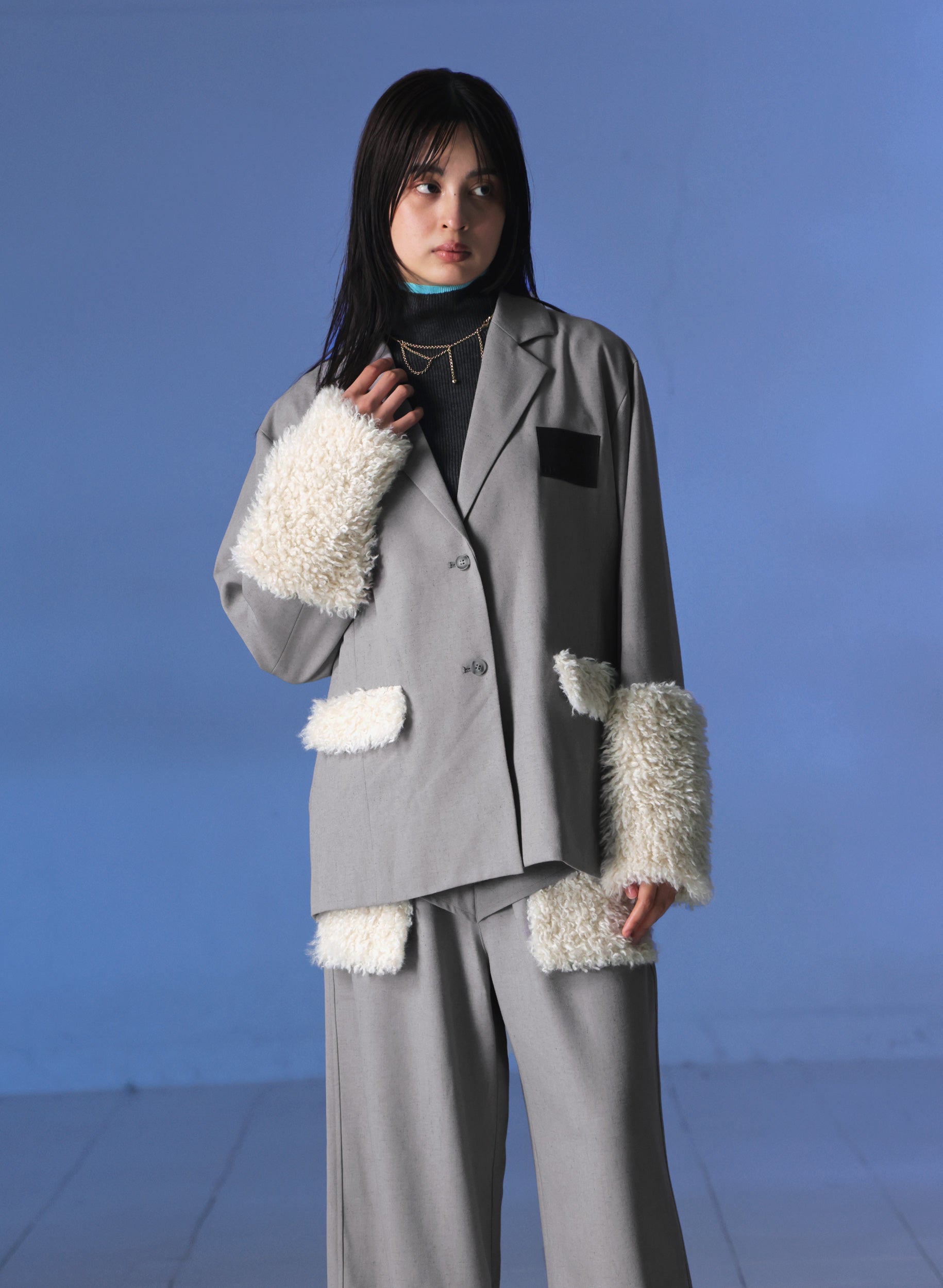 OWNth(オンス) ファードッキングテーラードジャケット きれいめ レディース グレー