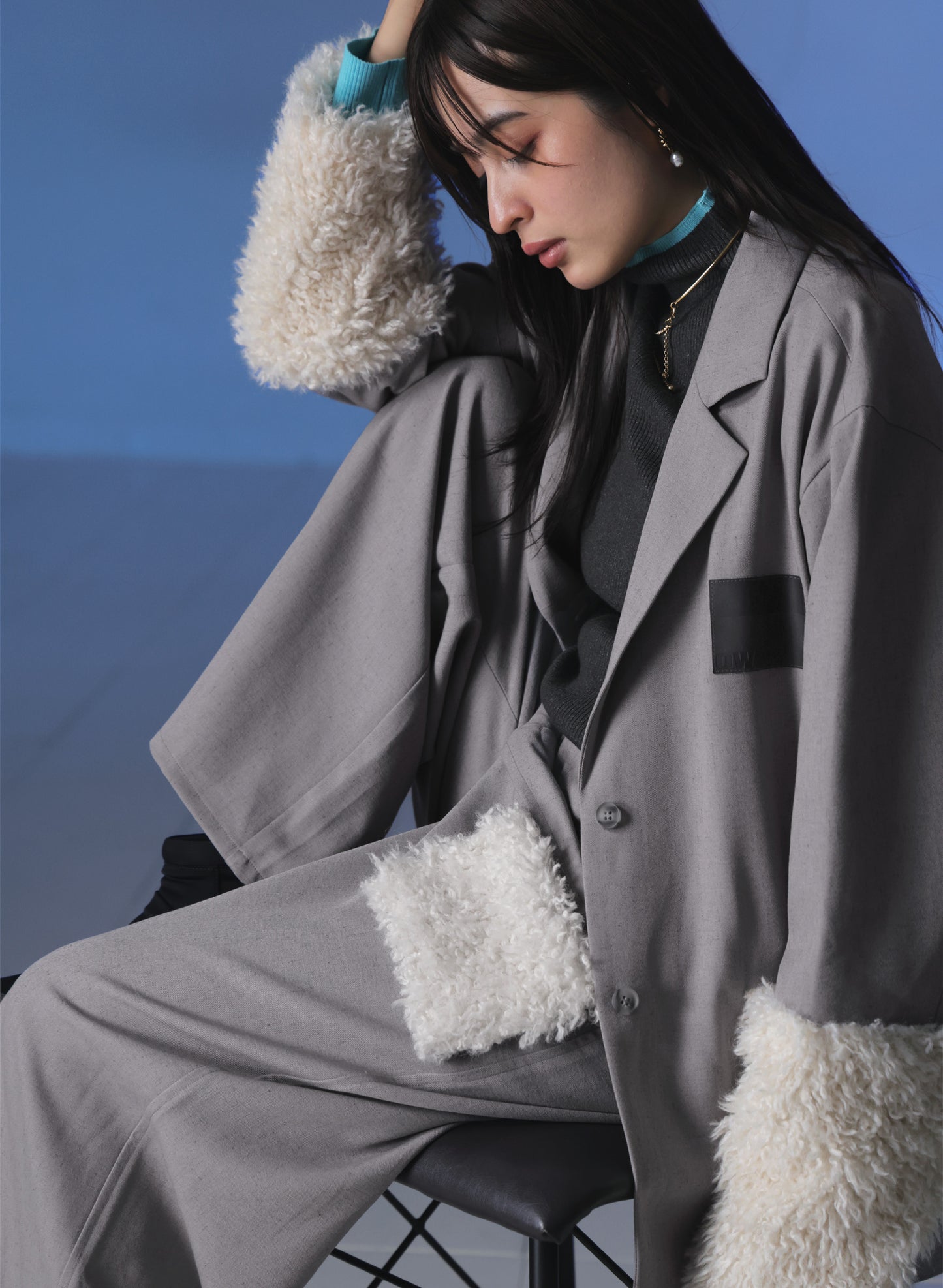 OWNth(オンス) ファードッキングテーラードジャケット きれいめ レディース グレー