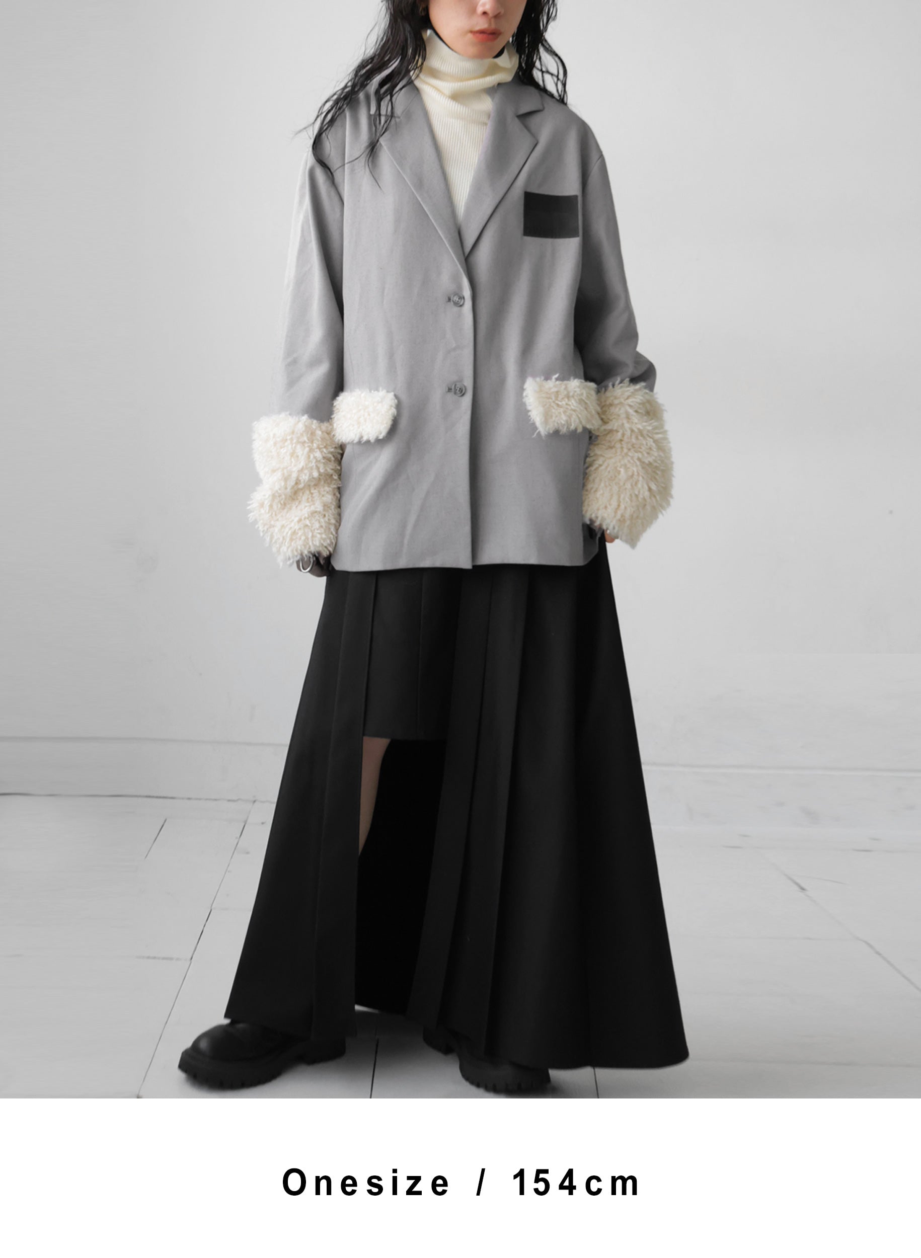 OWNth(オンス) ファードッキングテーラードジャケット きれいめ レディース グレー