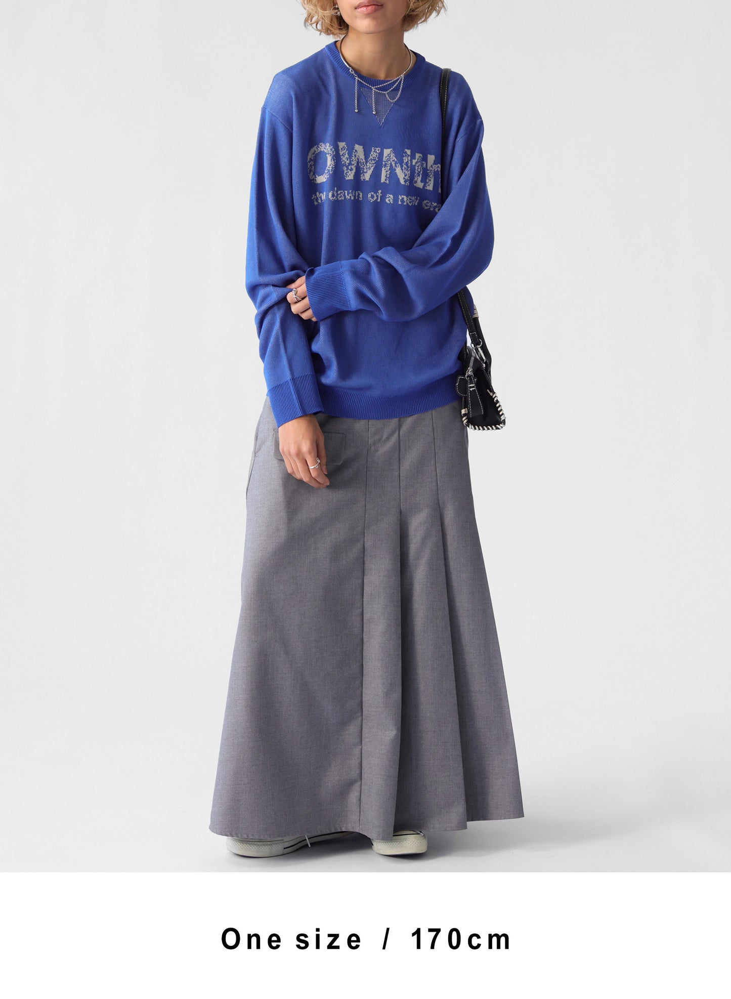 OWNth(オンス) グラデOWNthロゴニットトップス きれいめ ユニセックス ブルー 青