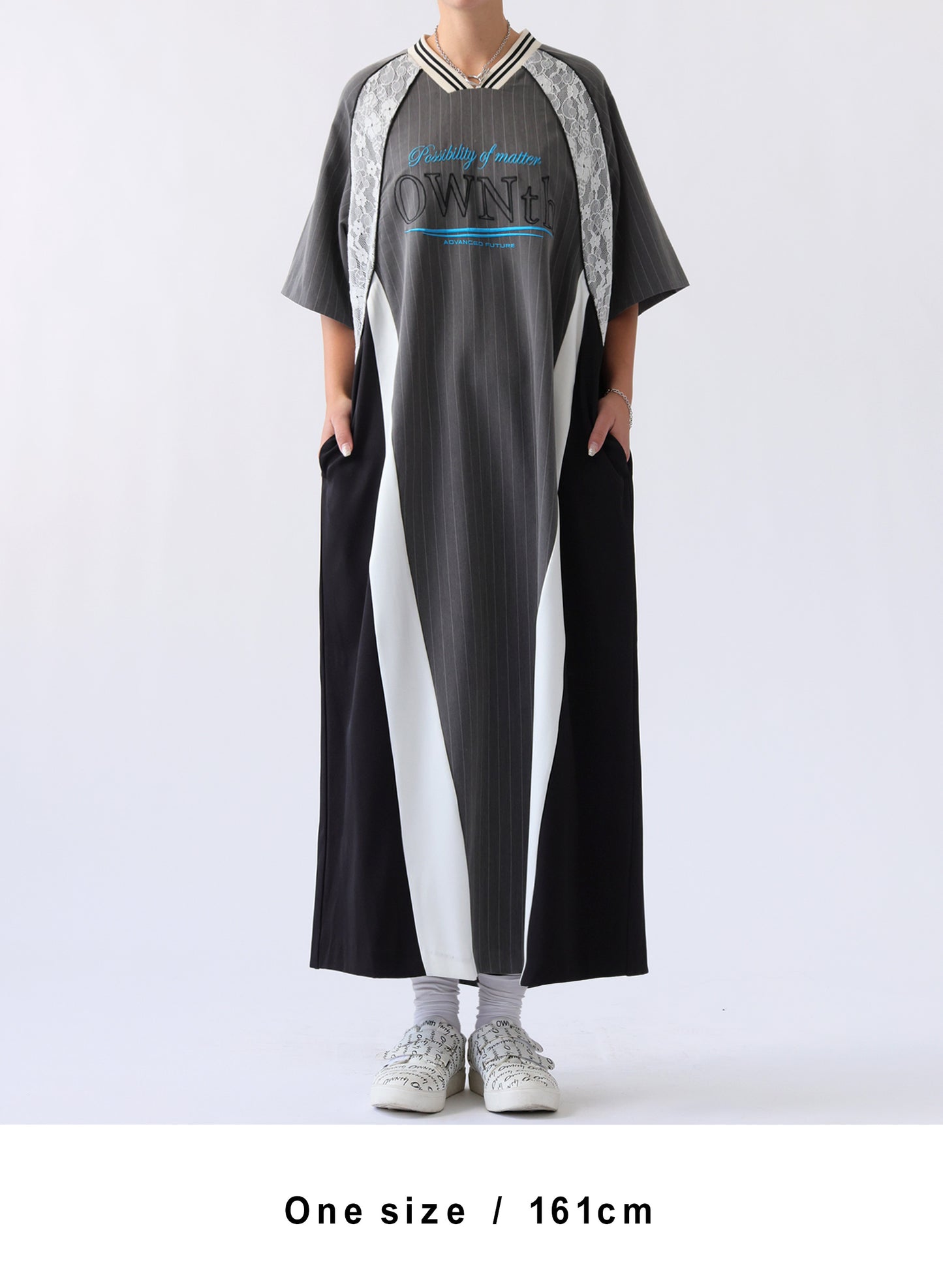 OWNth(オンス) ラインデザイン切替OWNthロゴワンピース きれいめ レディース グレー