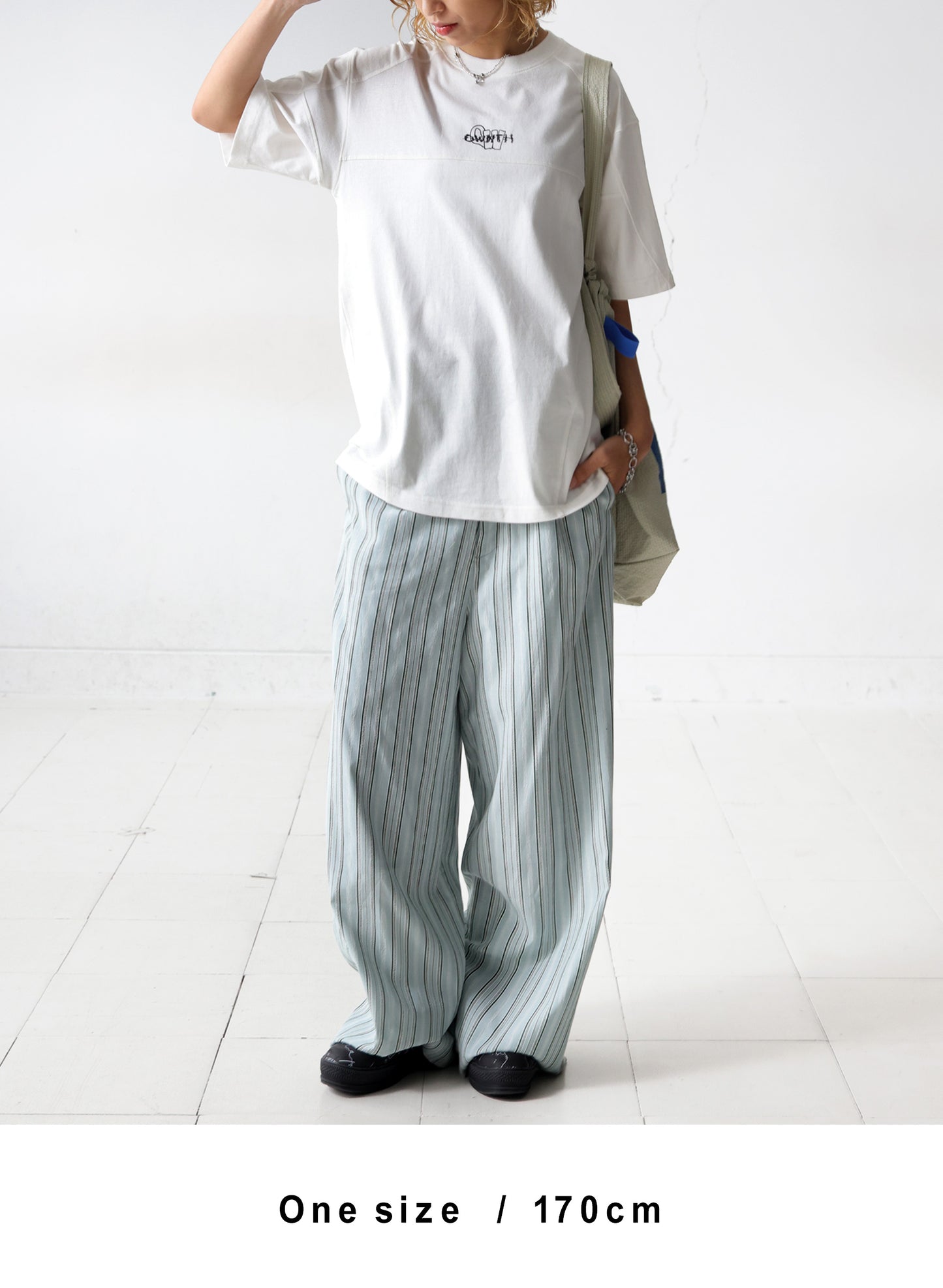 OWNth(オンス) リブ切替デザインTシャツ きれいめ ユニセックス ホワイト 白