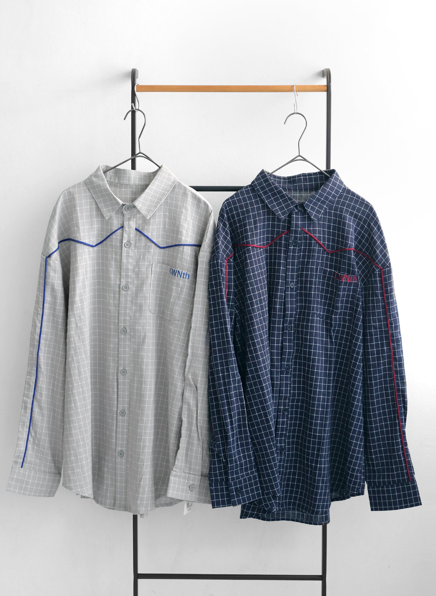 OWNth(オンス) パイピングデザインチェック柄シャツ きれいめ レディース
