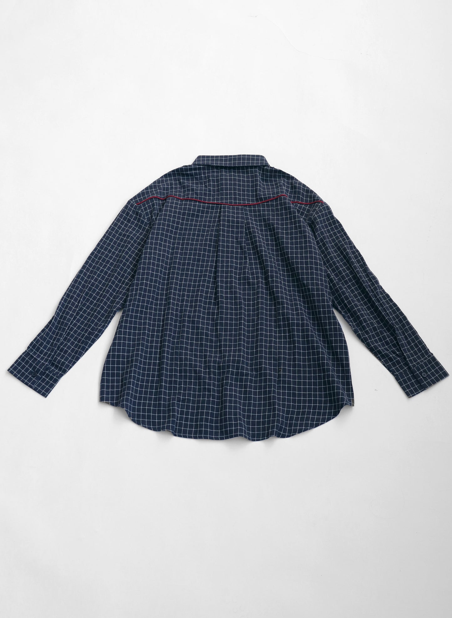 OWNth(オンス) パイピングデザインチェック柄シャツ きれいめ レディース ネイビー 紺