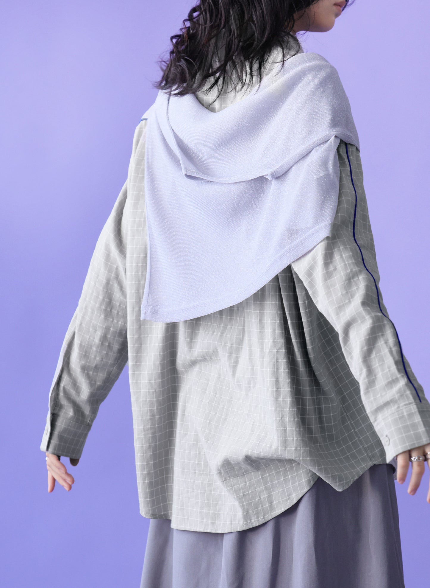 OWNth(オンス) パイピングデザインチェック柄シャツ きれいめ レディース グレー