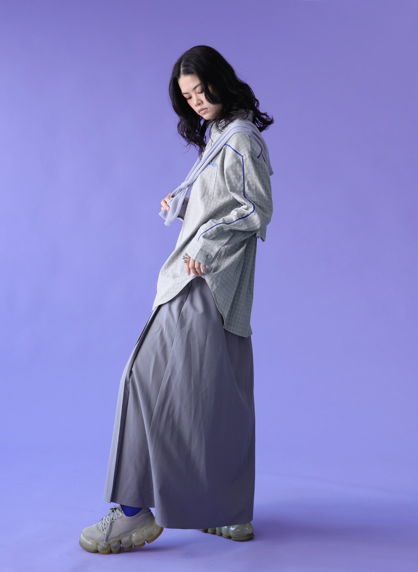 OWNth(オンス) パイピングデザインチェック柄シャツ きれいめ レディース グレー