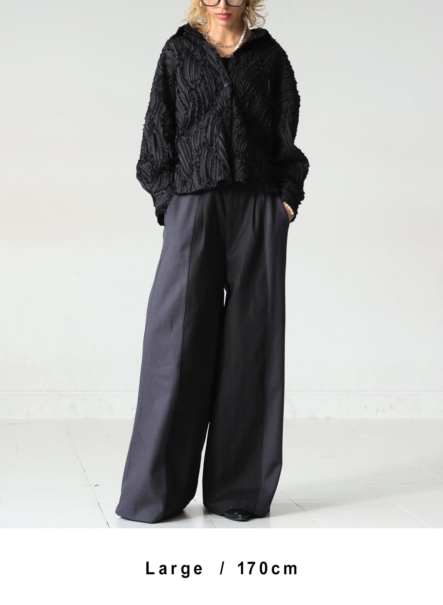 OWNth(オンス) 異素材切替デザインパンツ きれいめ ユニセックス ブラック 黒