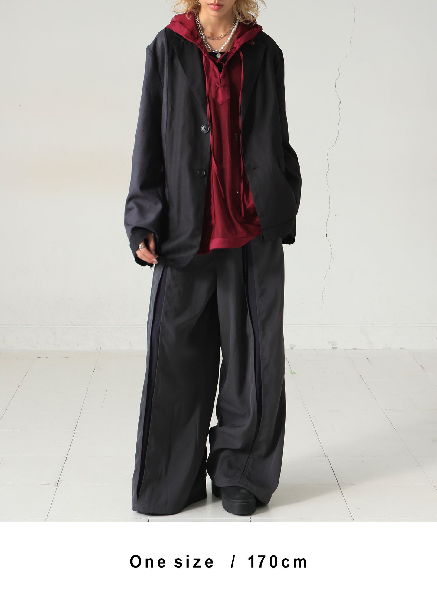 OWNth(オンス) 異素材切替デザインアシメジャケット きれいめ ユニセックス ブラック 黒