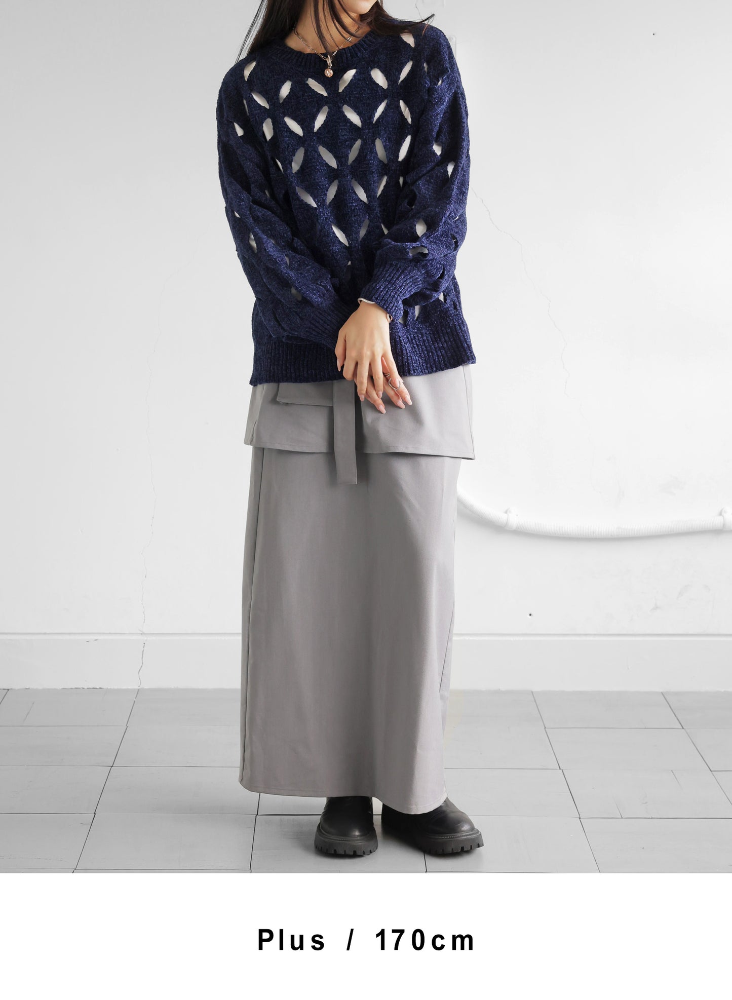 OWNth(オンス) ベルト付きレイヤードデザインタイトスカート きれいめ レディース グレー