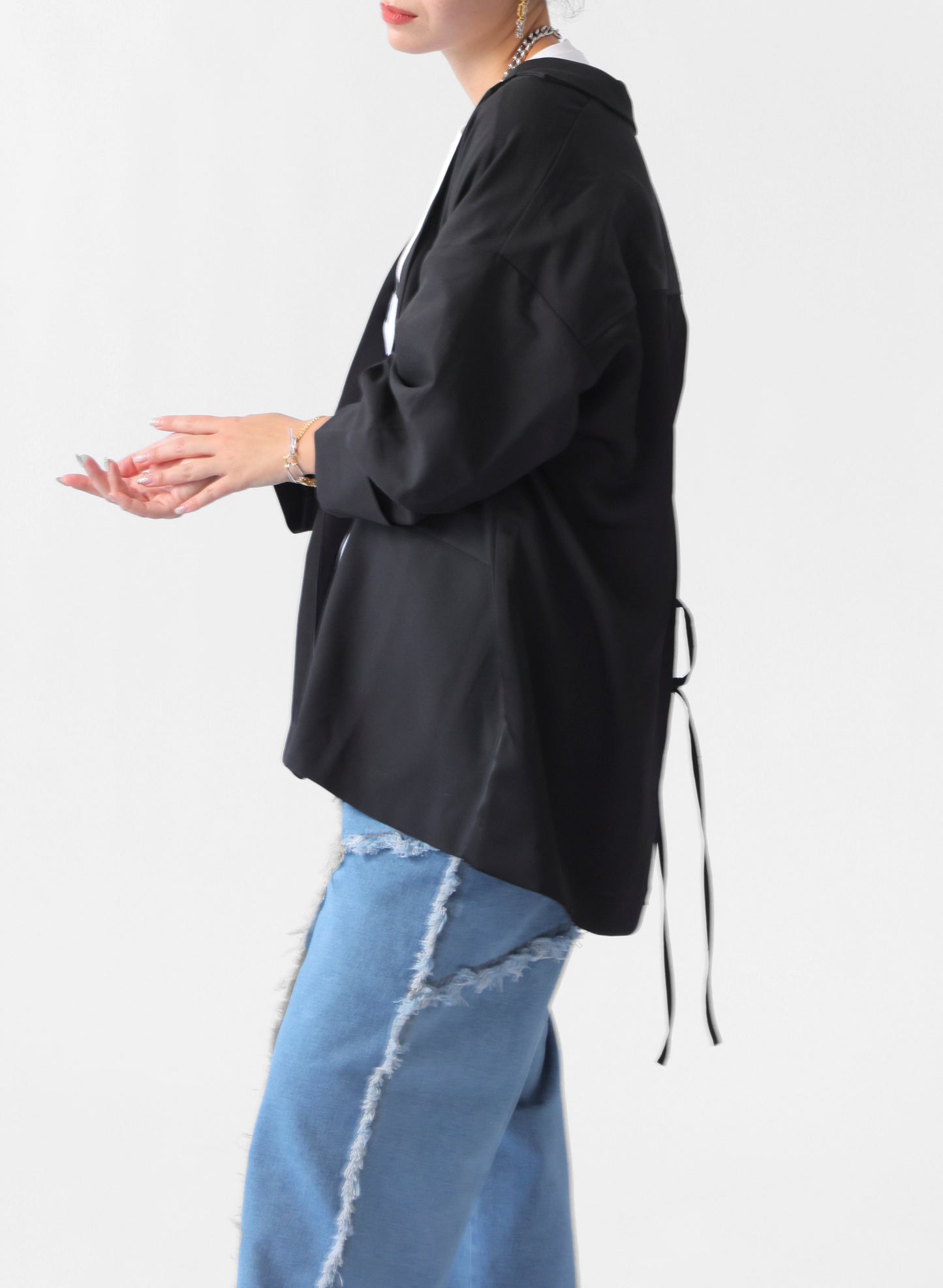 OWNth(オンス) バックデザイン切替ジャケット きれいめ レディース ブラック 黒