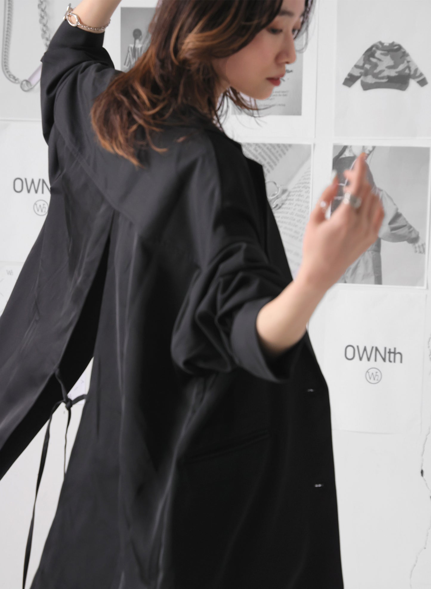 OWNth(オンス) バックデザイン切替ジャケット きれいめ レディース ブラック 黒
