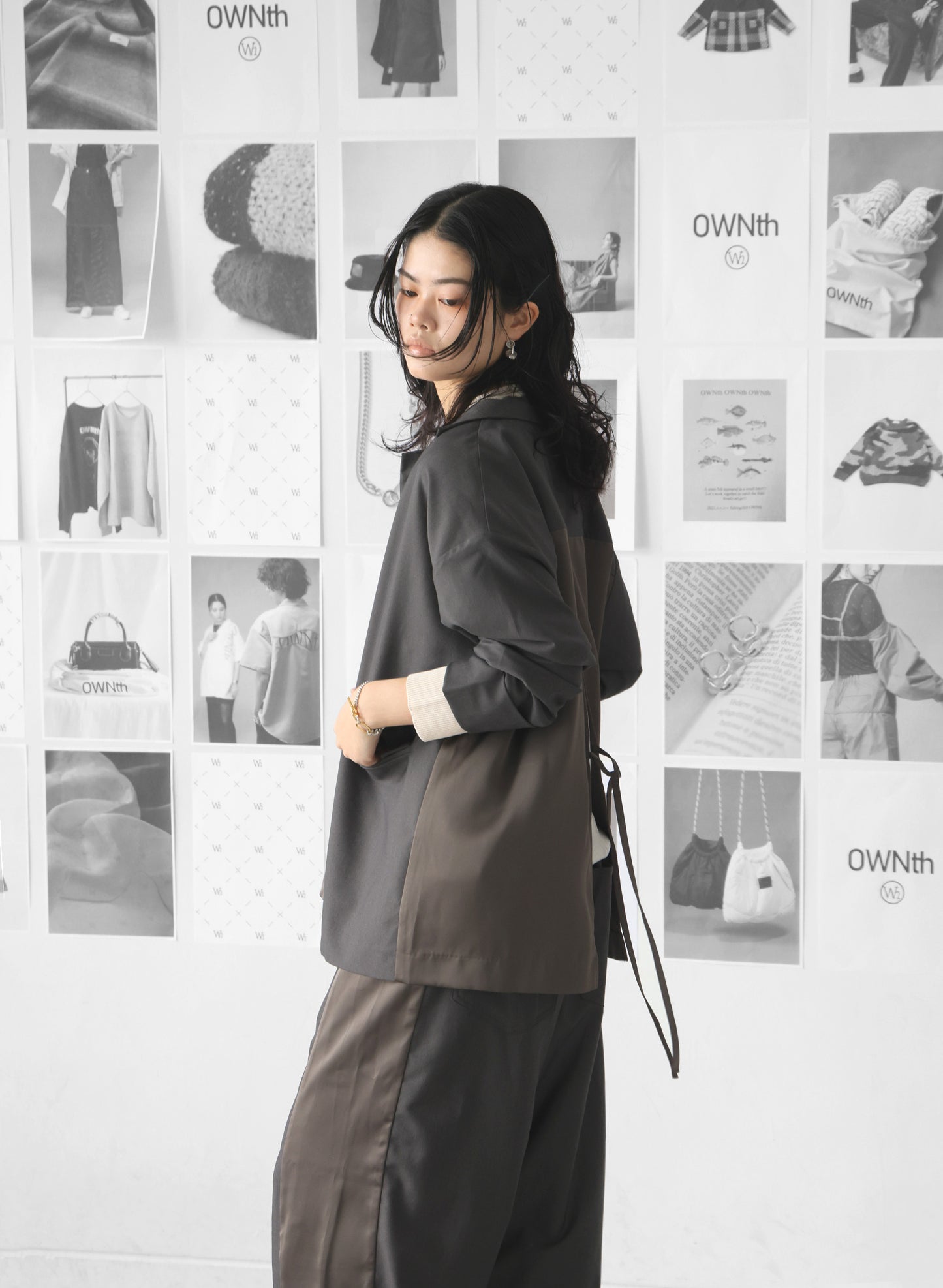OWNth(オンス) バックデザイン切替ジャケット きれいめ レディース グレー