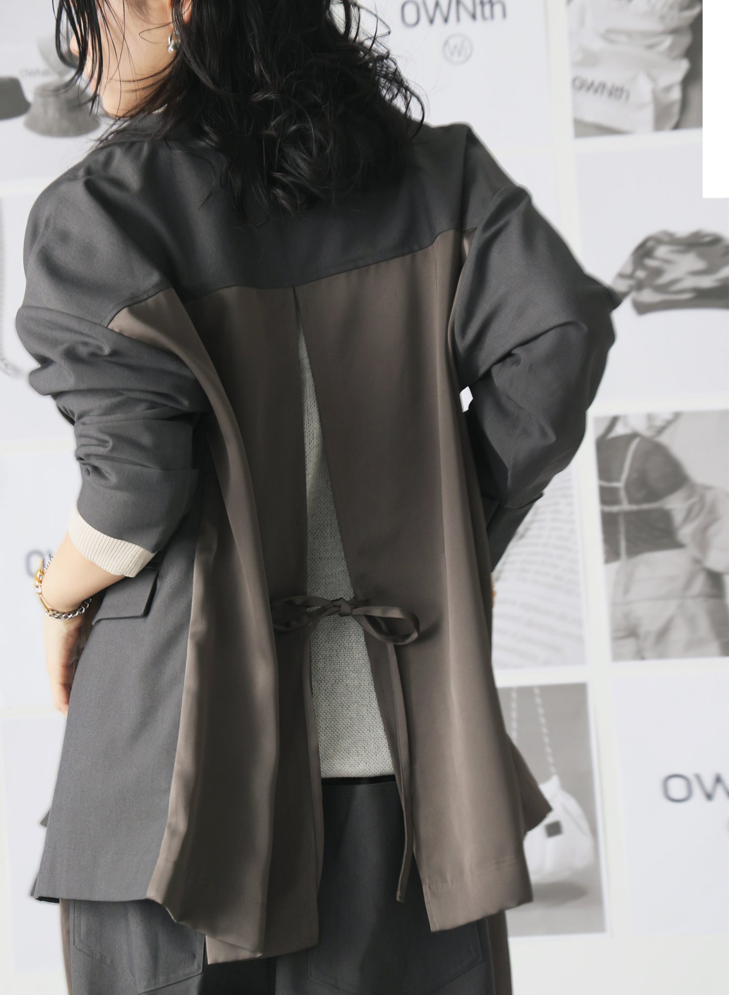 OWNth(オンス) バックデザイン切替ジャケット きれいめ レディース グレー