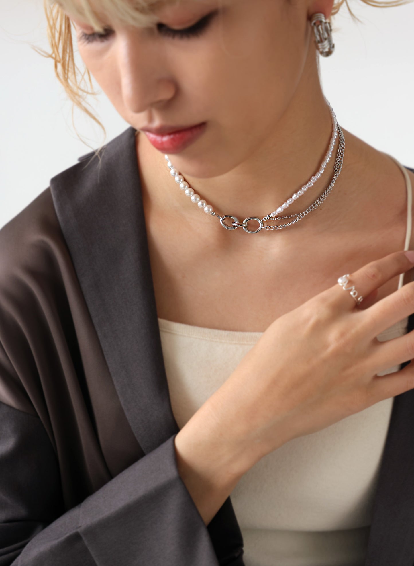 OWNth(オンス) パールチェーン2WAYネックレス きれいめ レディース シルバー