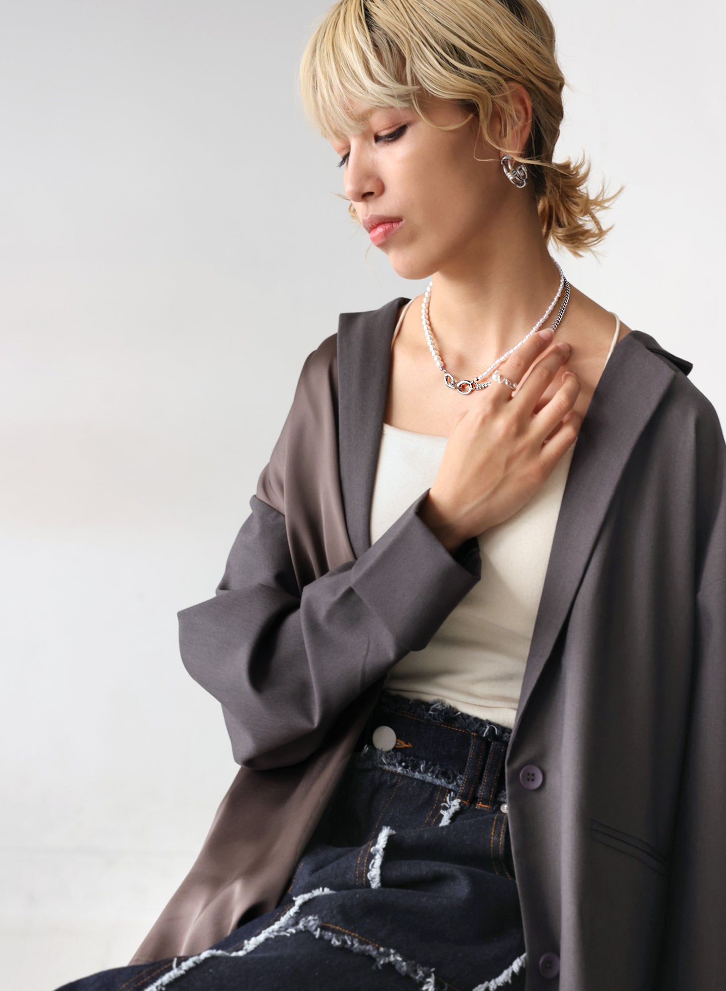 OWNth(オンス) パールチェーン2WAYネックレス きれいめ レディース シルバー