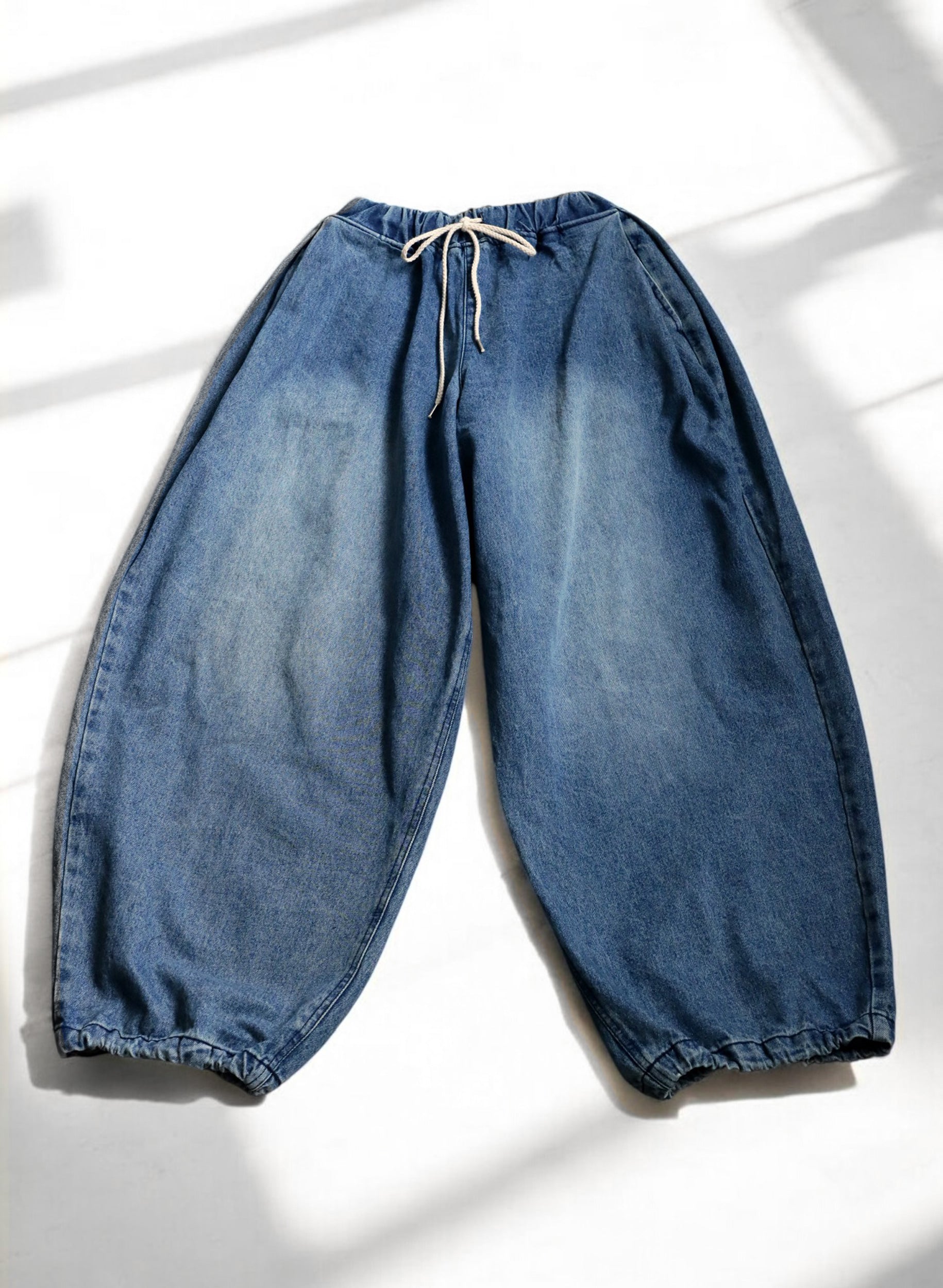 OWNth(オンス) 裾ドロストデザインデニムバルーンパンツ きれいめ ユニセックス ブルー